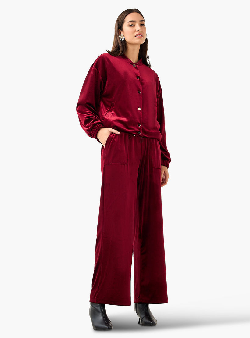 بنطلون رياضي مخملي بخصر متوسط الارتفاع وجيوب-women-clothing-bottoms-joggers-image-2