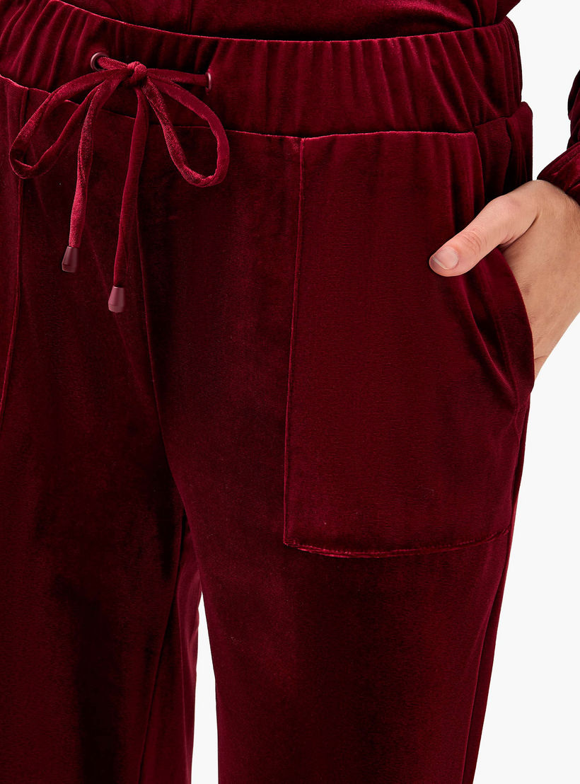 بنطلون رياضي مخملي بخصر متوسط الارتفاع وجيوب-women-clothing-bottoms-joggers-image-3