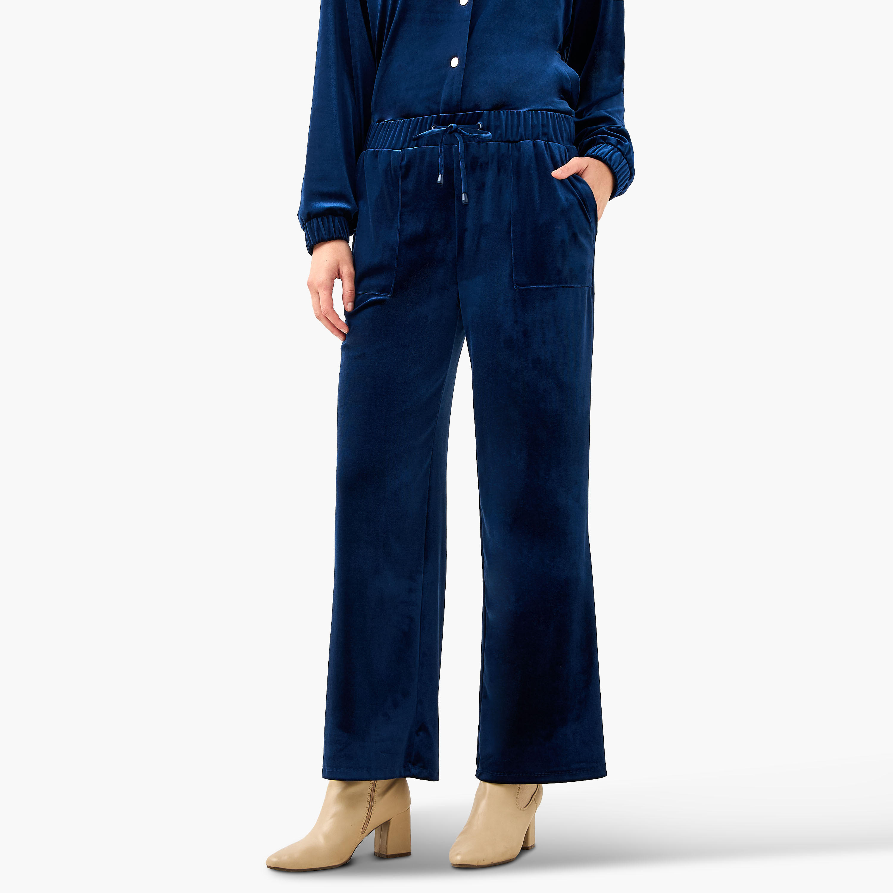 Mid Waist Velour Joggers with Pockets-women-clothing-bottoms-joggers-image-1