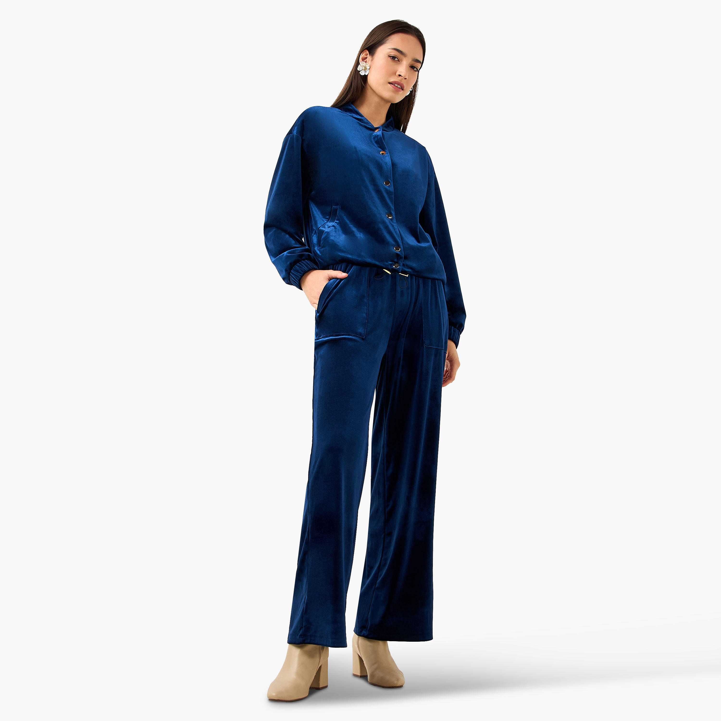 Mid Waist Velour Joggers with Pockets-women-clothing-bottoms-joggers-image-3