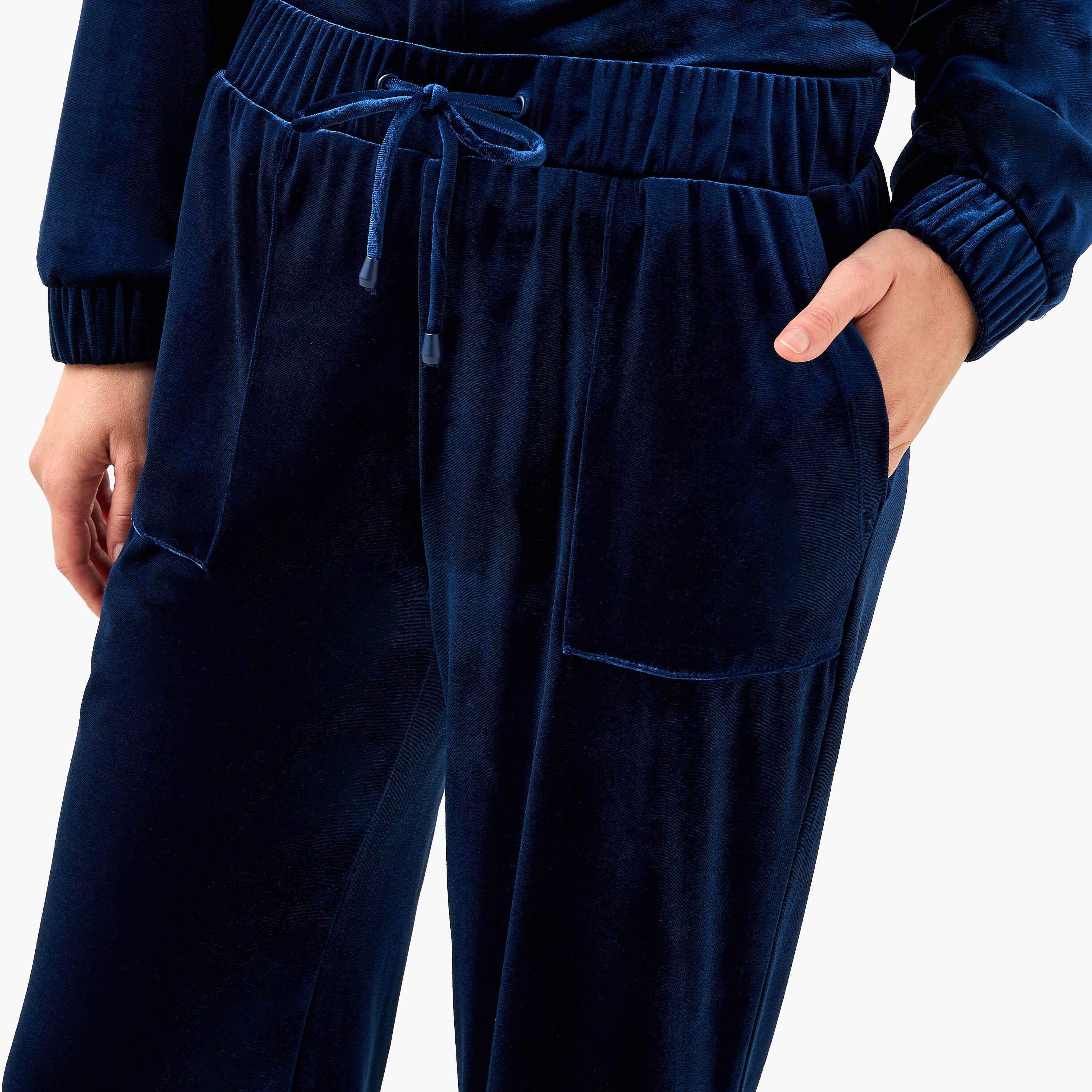 Mid Waist Velour Joggers with Pockets-women-clothing-bottoms-joggers-image-2