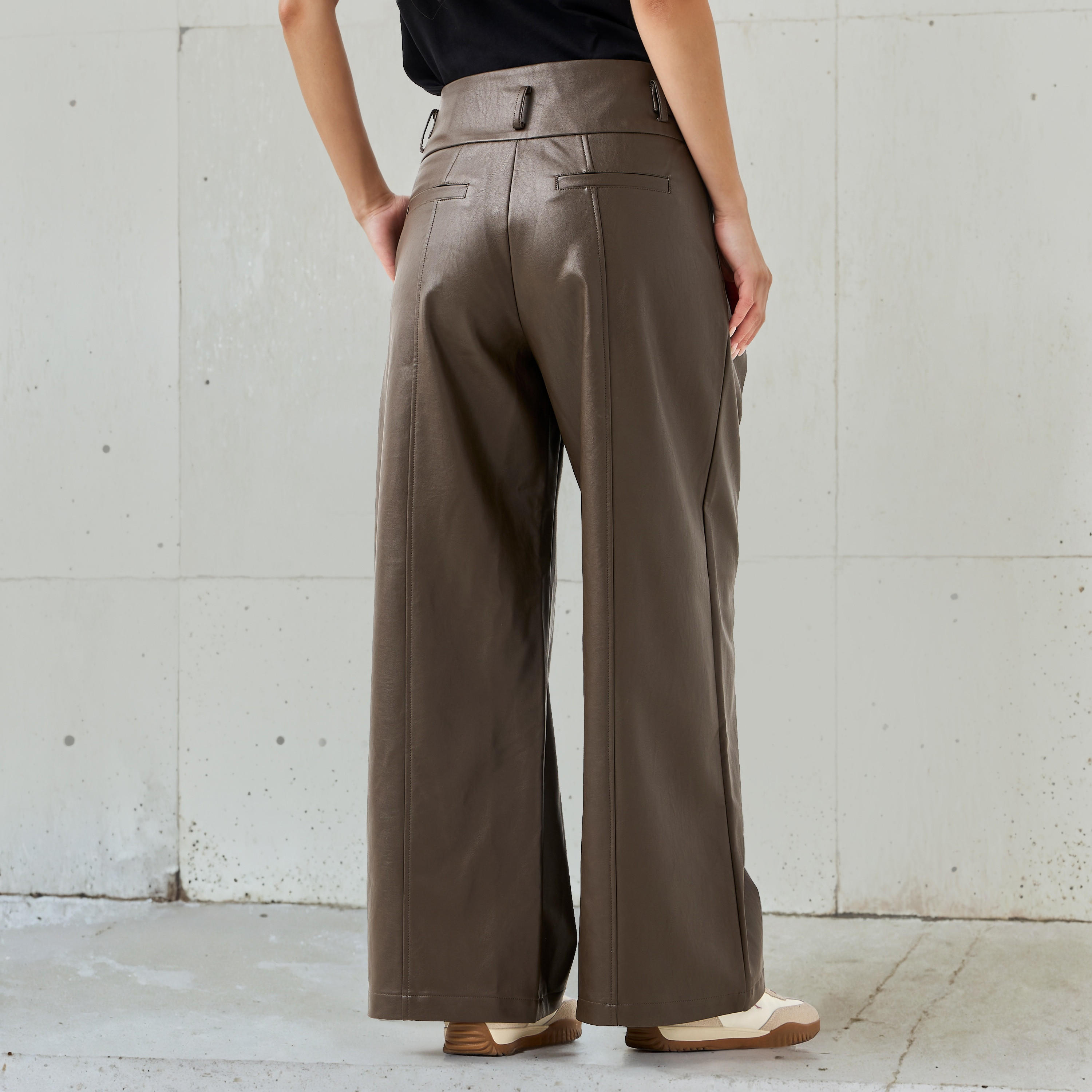 Mid-Rise Waist Pleated Regular Fit Trousers-women-clothing-bottoms-trousers-image-3