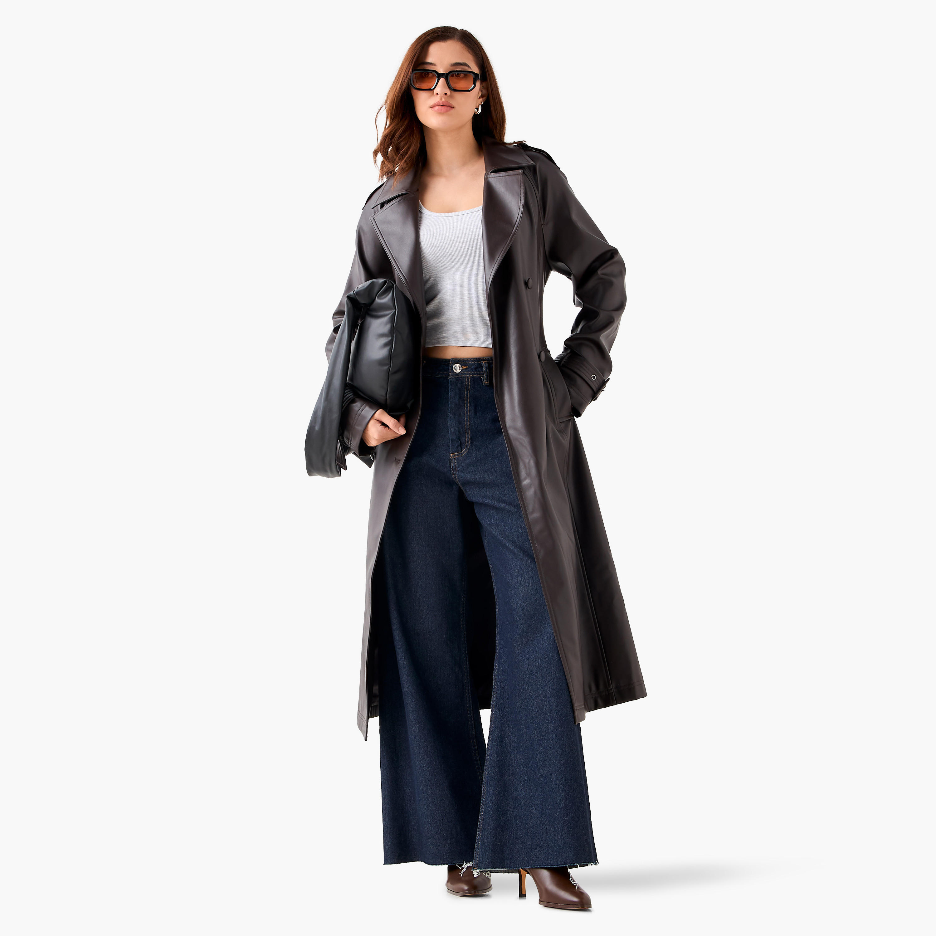 معطف ترنش طويل جلد صناعي مع حزام-women-clothing-coatsandjackets-coats-image-2