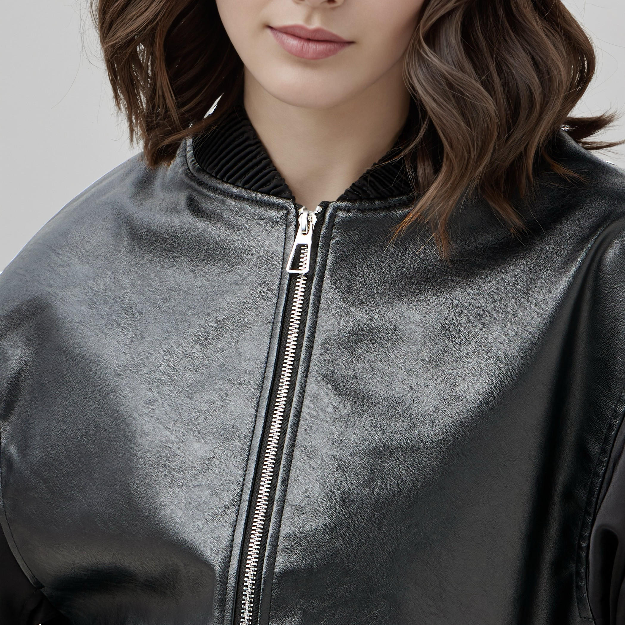 Biker Jacket with Embroidered Sleeves and Zip Closure-women-winterwear-coatsandjackets-jackets-image-5