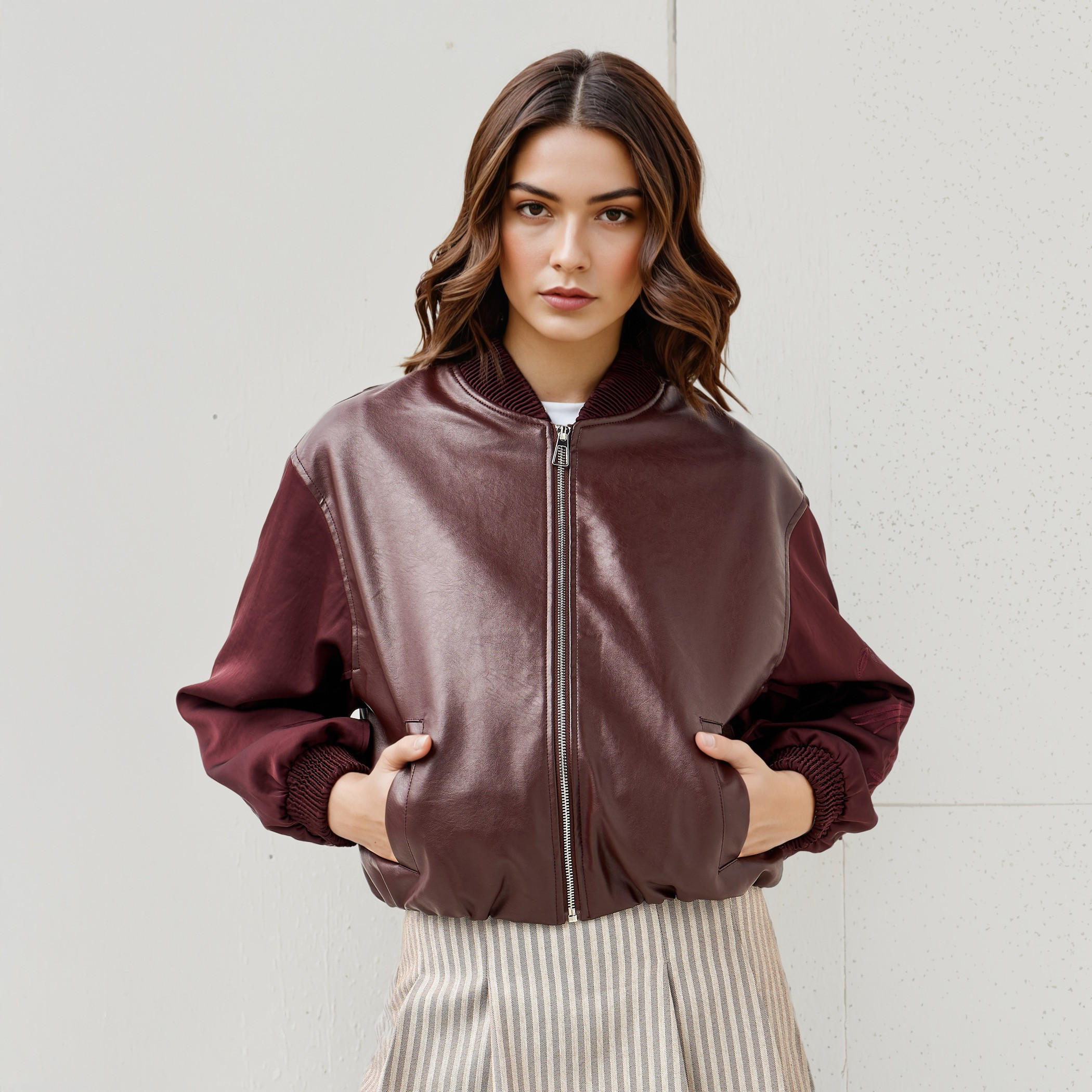 Biker Jacket with Embroidered Sleeves and Zip Closure-women-winterwear-coatsandjackets-jackets-image-5