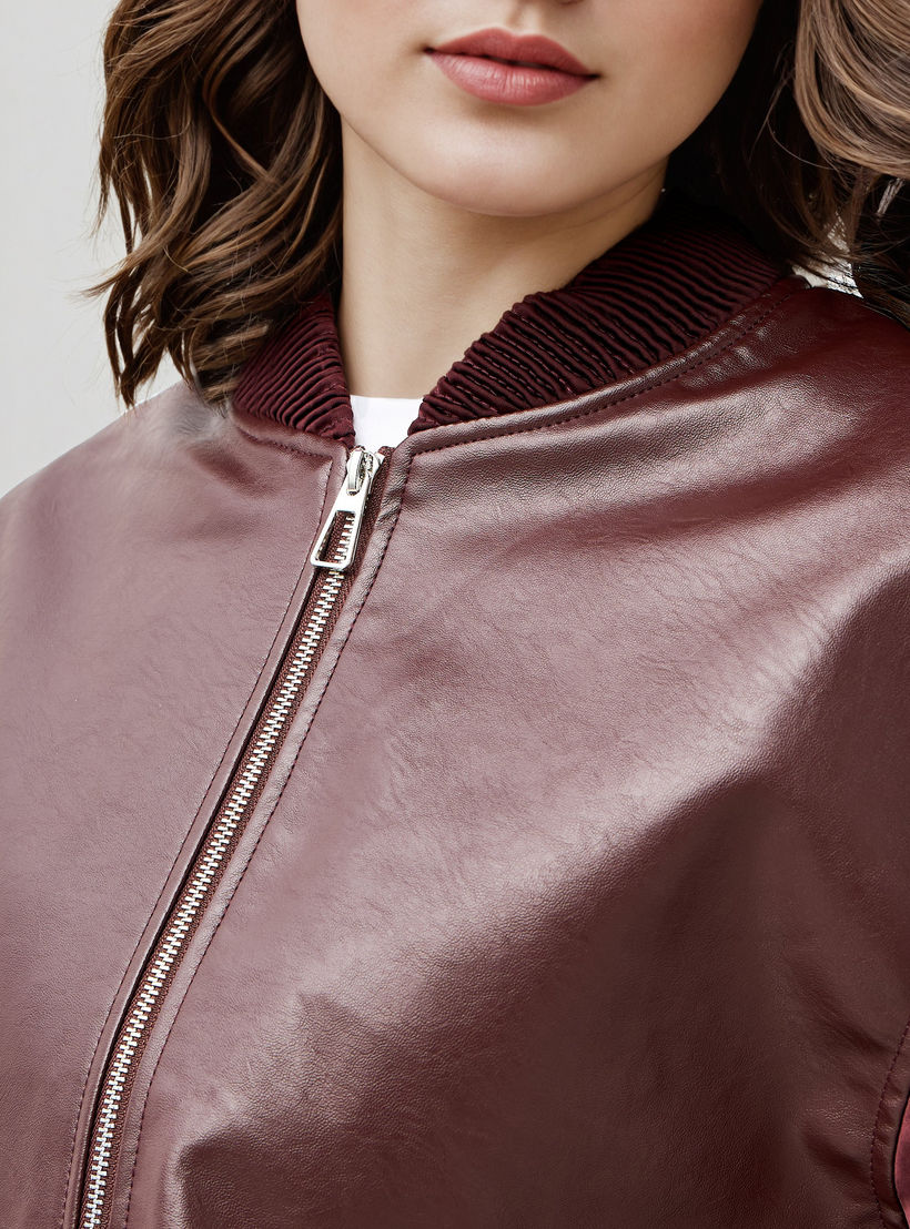 Biker Jacket with Embroidered Sleeves and Zip Closure-women-winterwear-coatsandjackets-jackets-image-7