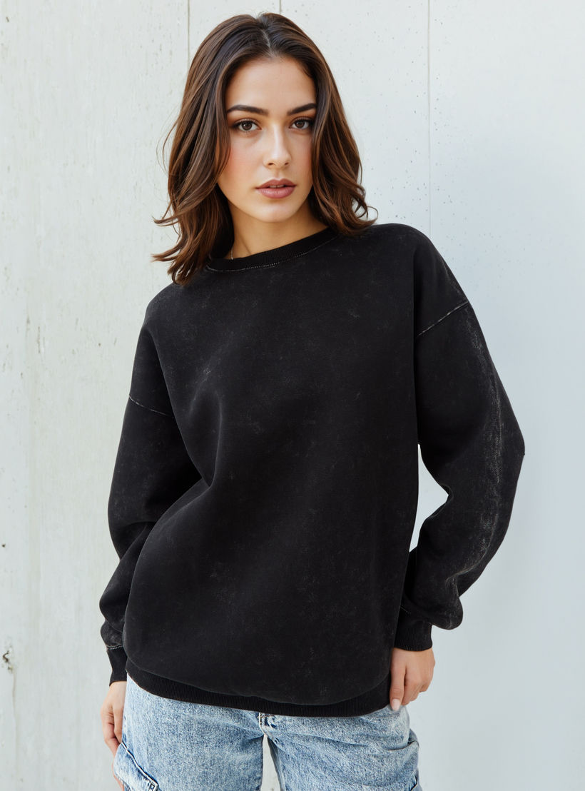 سويت شيرت بتصميم مغسول بالأسيد-women-winterwear-hoodiesandsweatshirts-sweatshirts-image-1