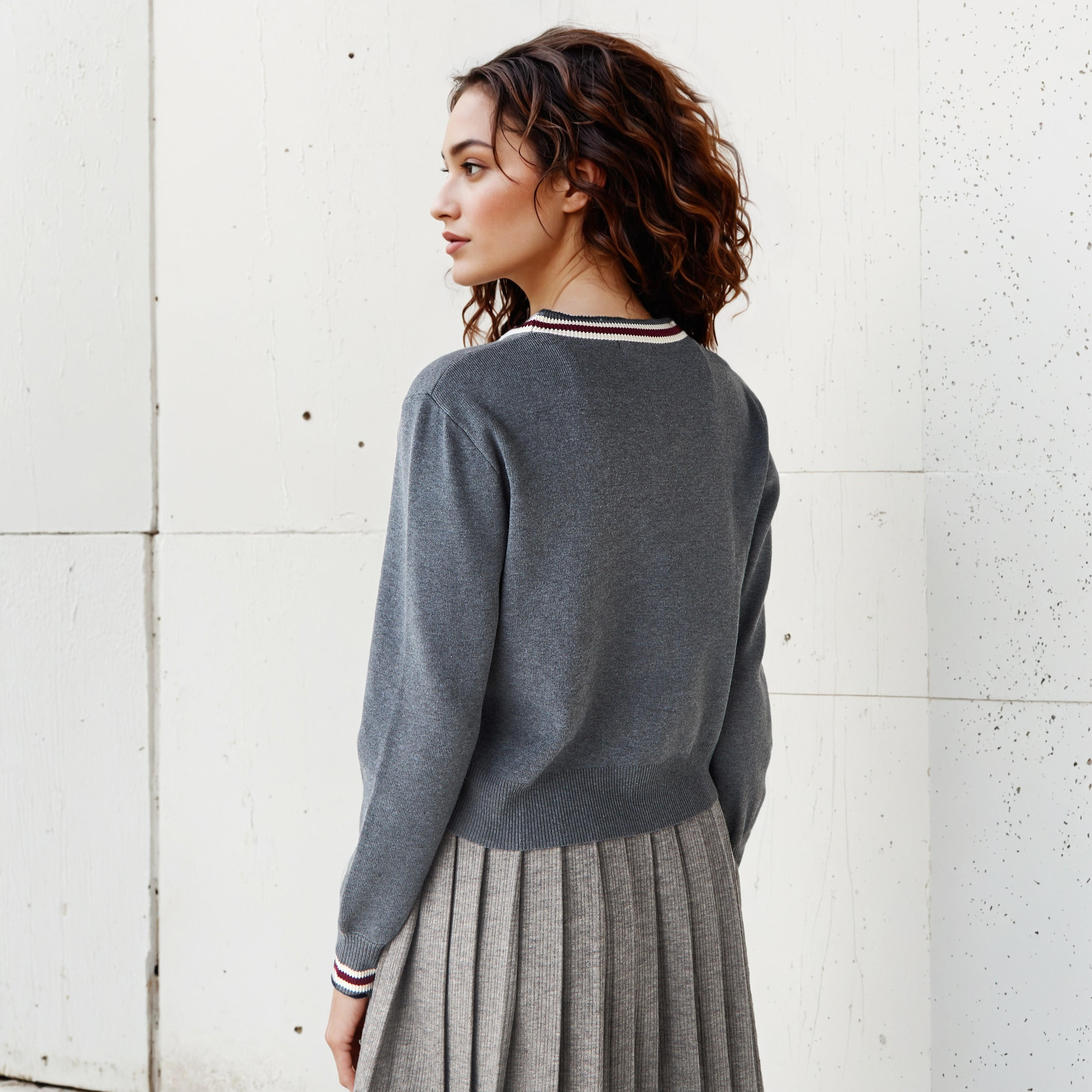 Applique Accent V-neck Cardigan-women-winterwear-cardigansandjumpers-cardigans-image-3