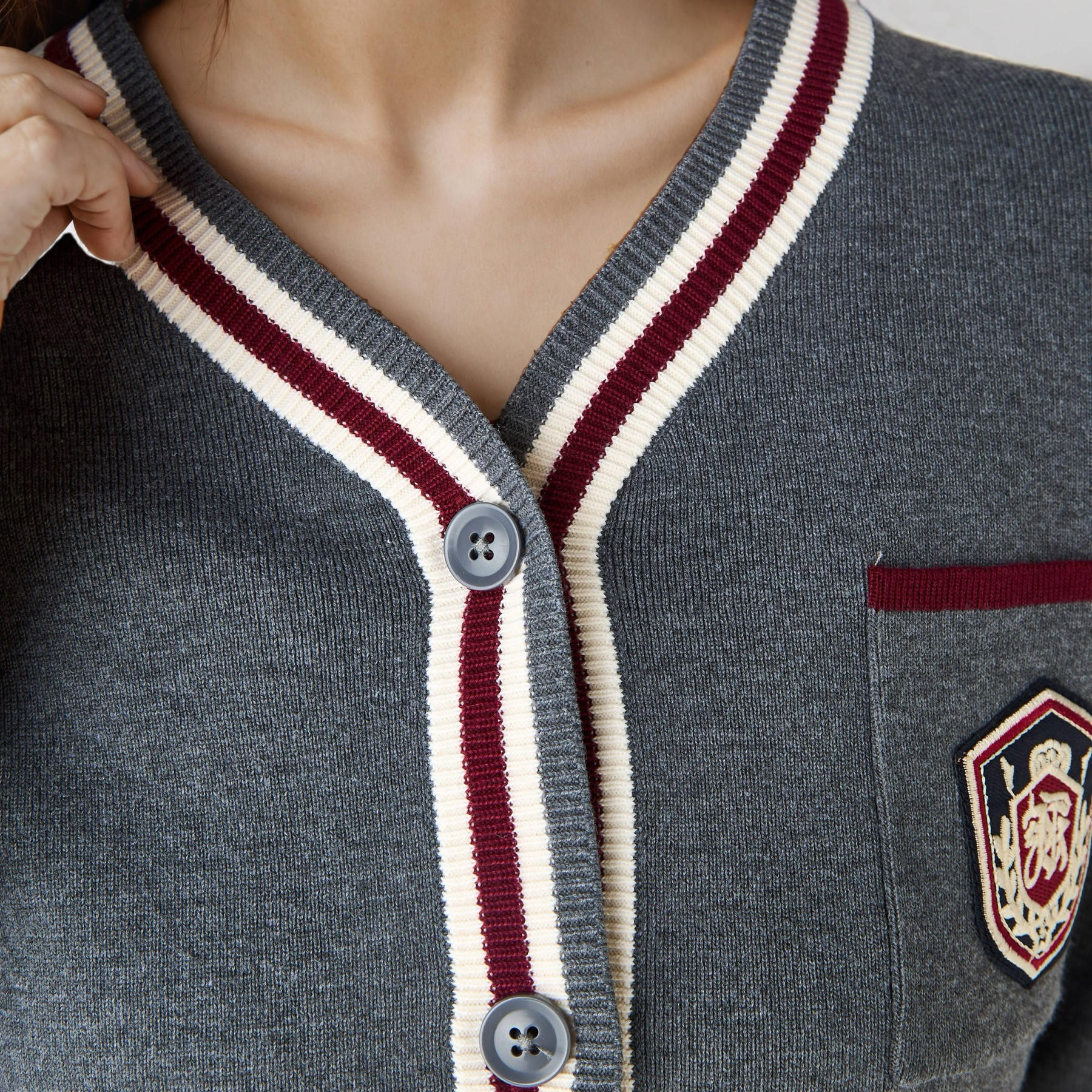 Applique Accent V-neck Cardigan-women-winterwear-cardigansandjumpers-cardigans-image-4