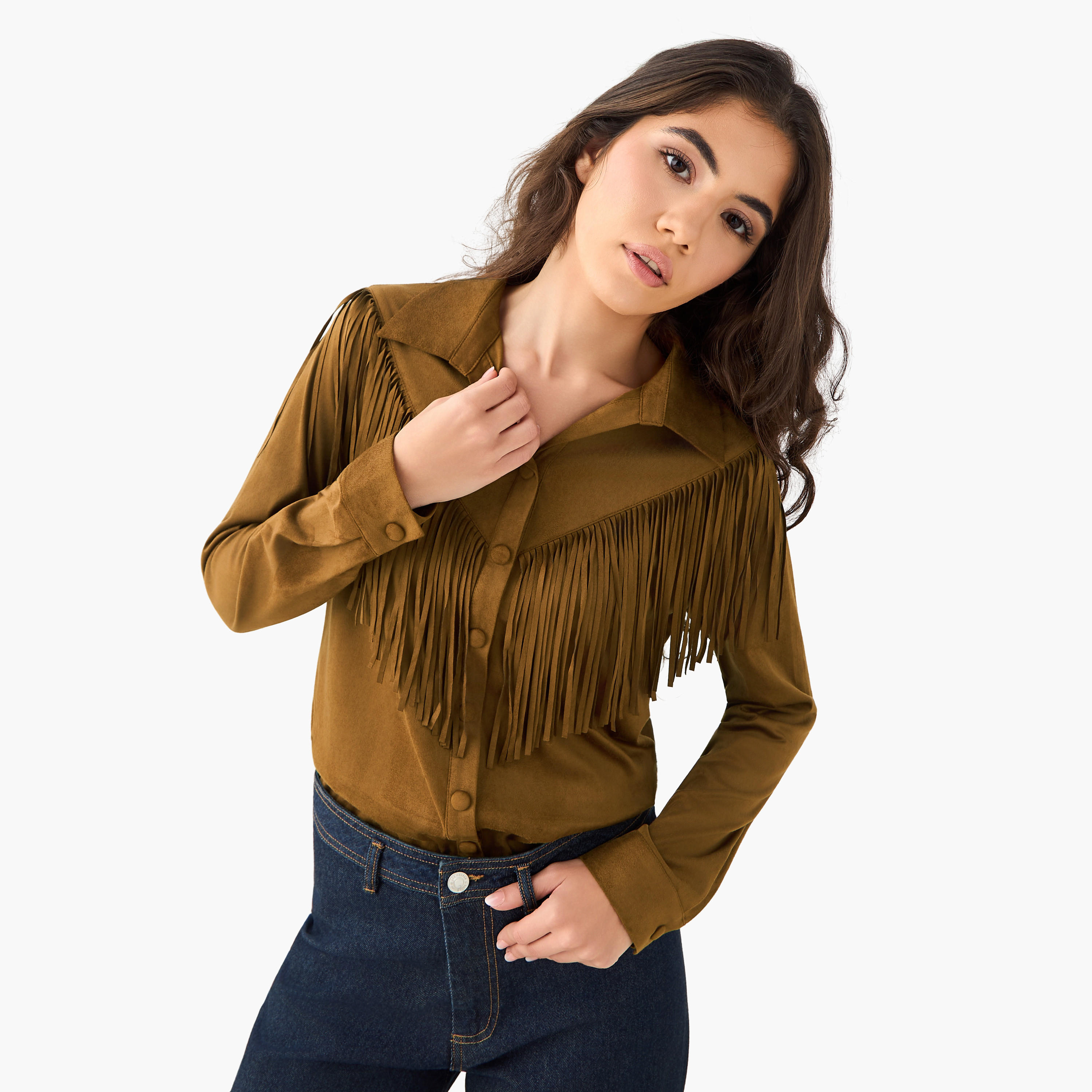 Suede Shacket with Fringe Detail-women-winterwear-coatsandjackets-jackets-image-1