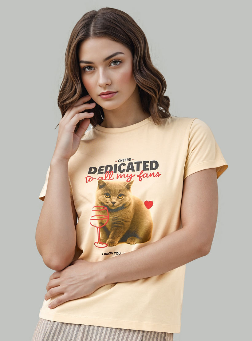 Graphic Print Crew Neck T-shirt-women-clothing-tshirts-image-1