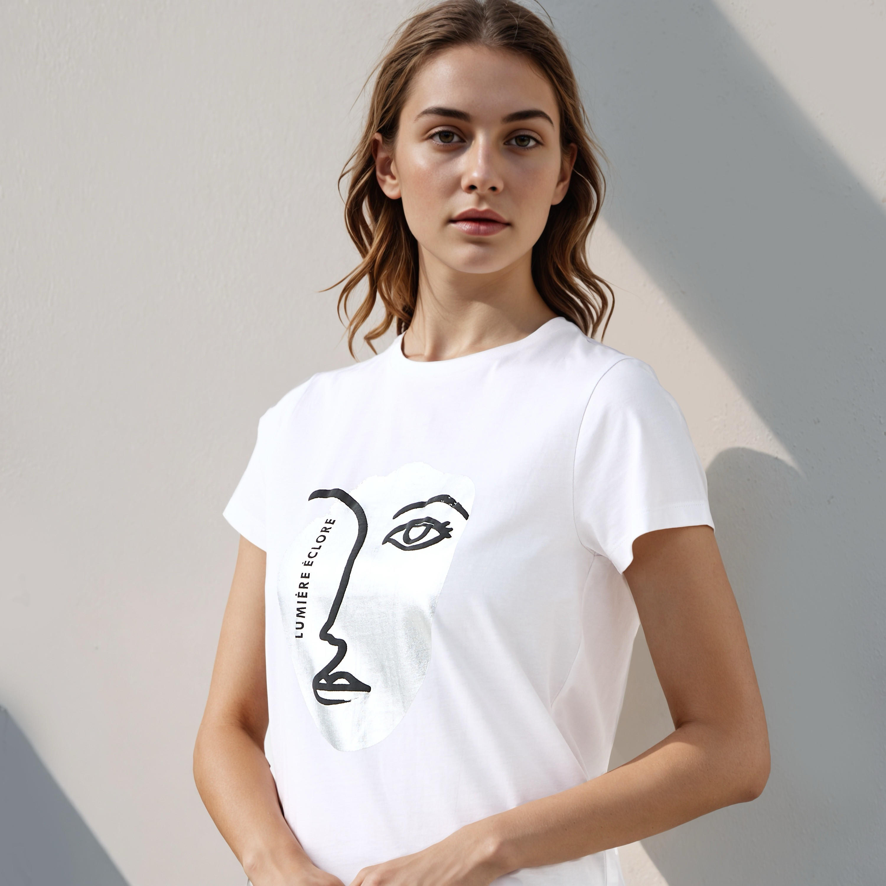 Graphic Print T-shirt with Crew Neck-women-clothing-tshirts-image-4