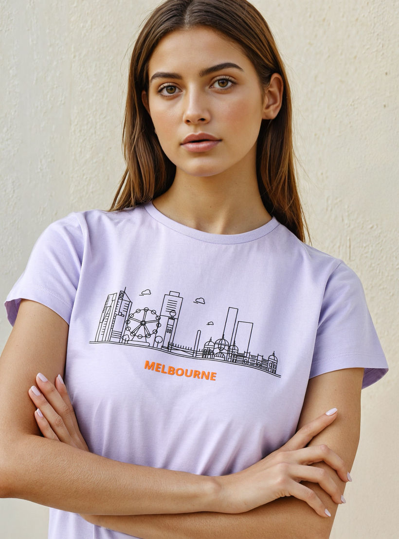Graphic Print T-shirt with Crew Neck-women-clothing-tshirts-image-3