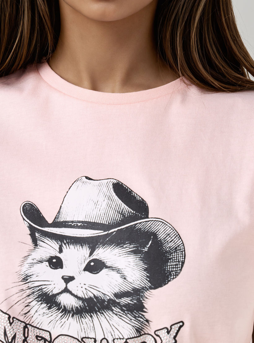 Graphic Print T-shirt with Crew Neck-women-clothing-tshirts-image-5