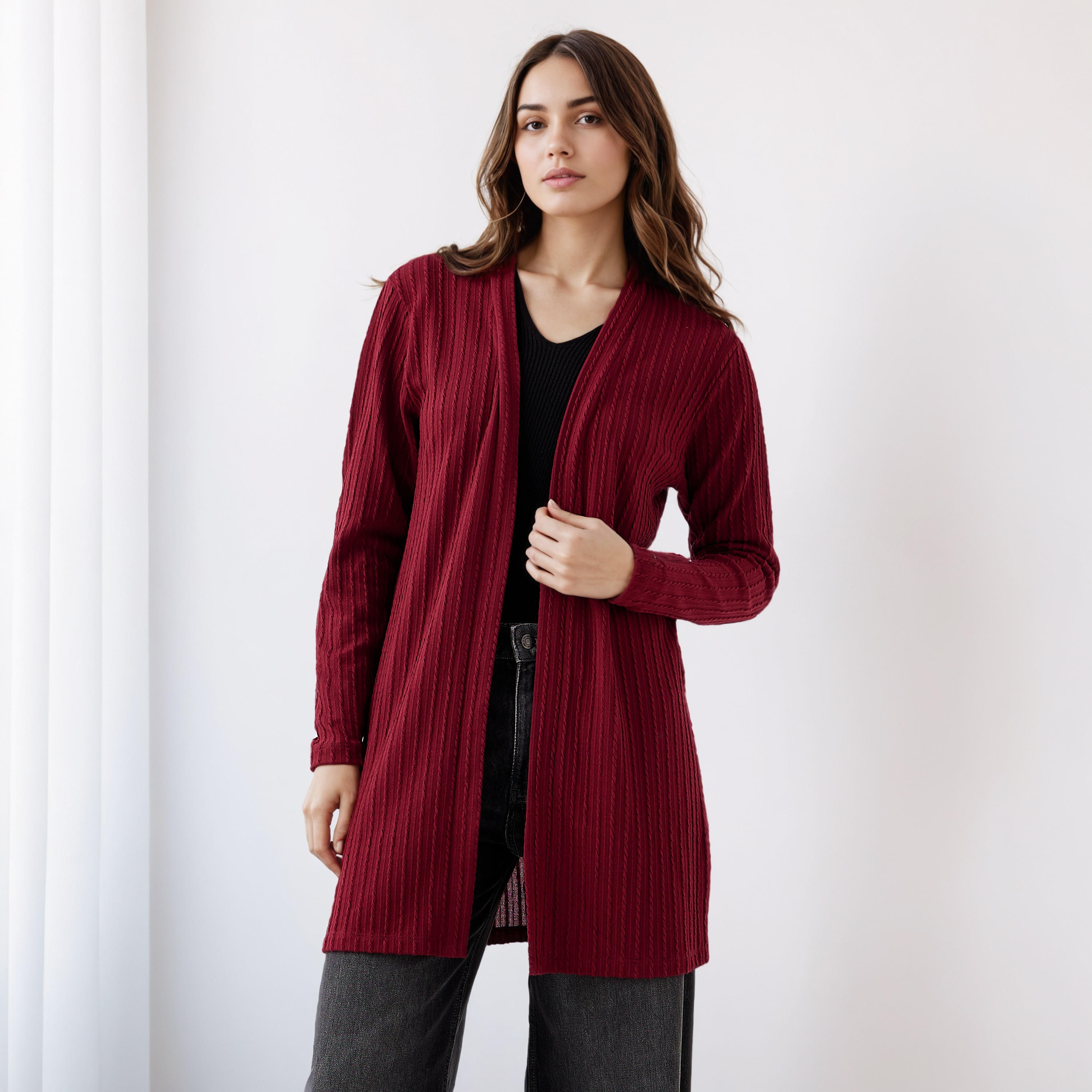 سترة طويلة بتصميم مفتوح من الأمام-women-winterwear-cardigansandjumpers-cardigans-image-5
