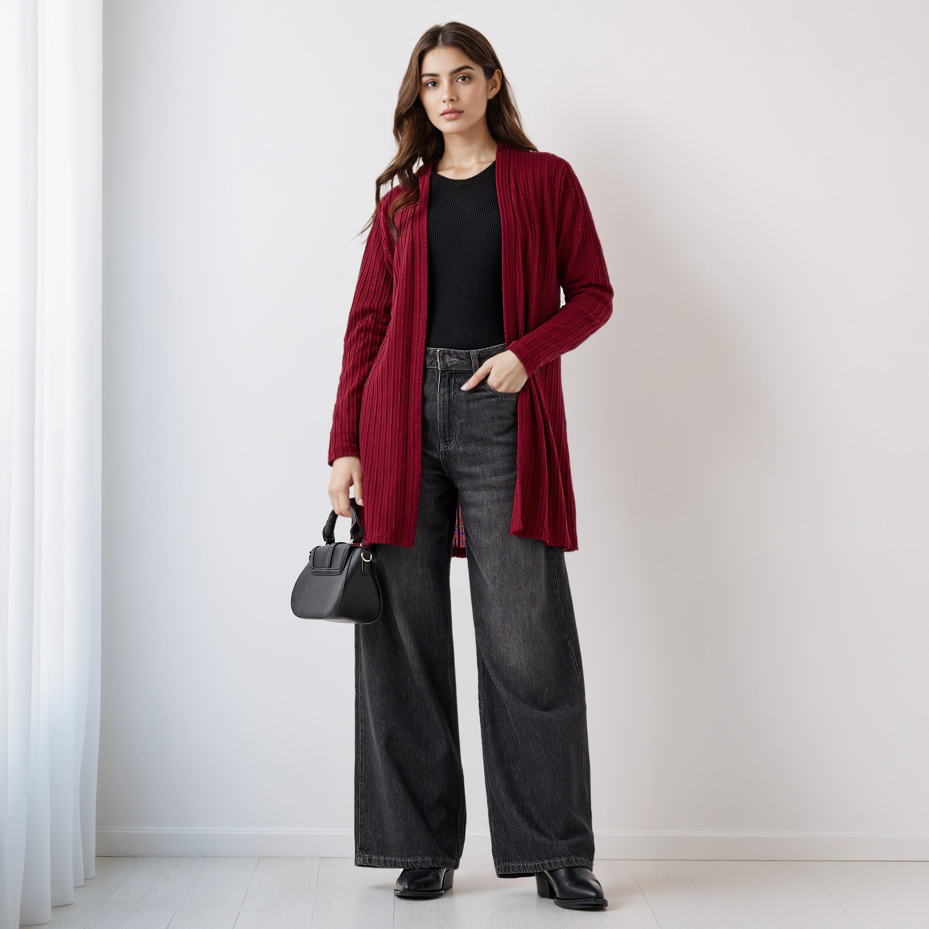Longline Open Front Shrug-women-winterwear-cardigansandjumpers-cardigans-image-2