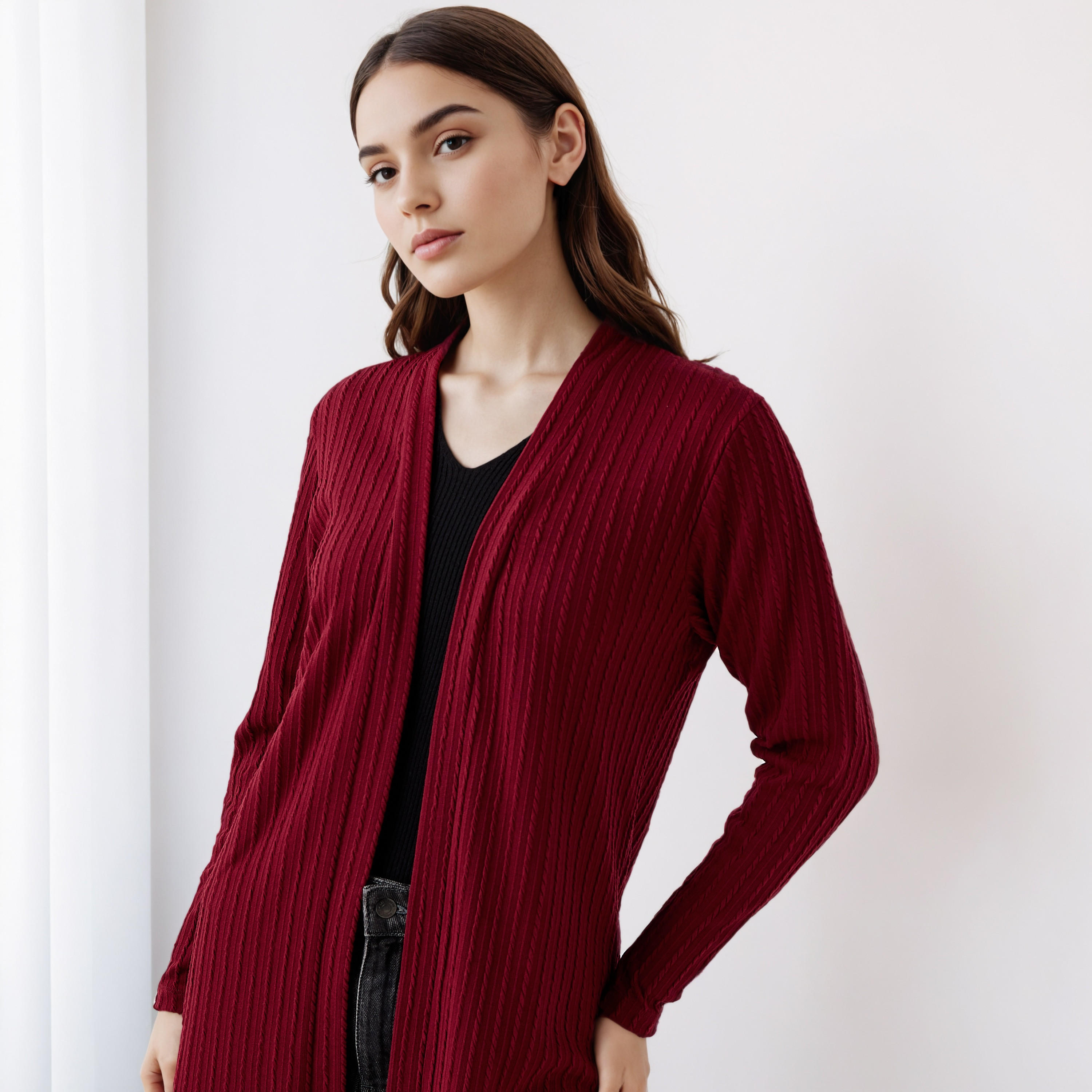 Longline Open Front Shrug-women-winterwear-cardigansandjumpers-cardigans-image-4