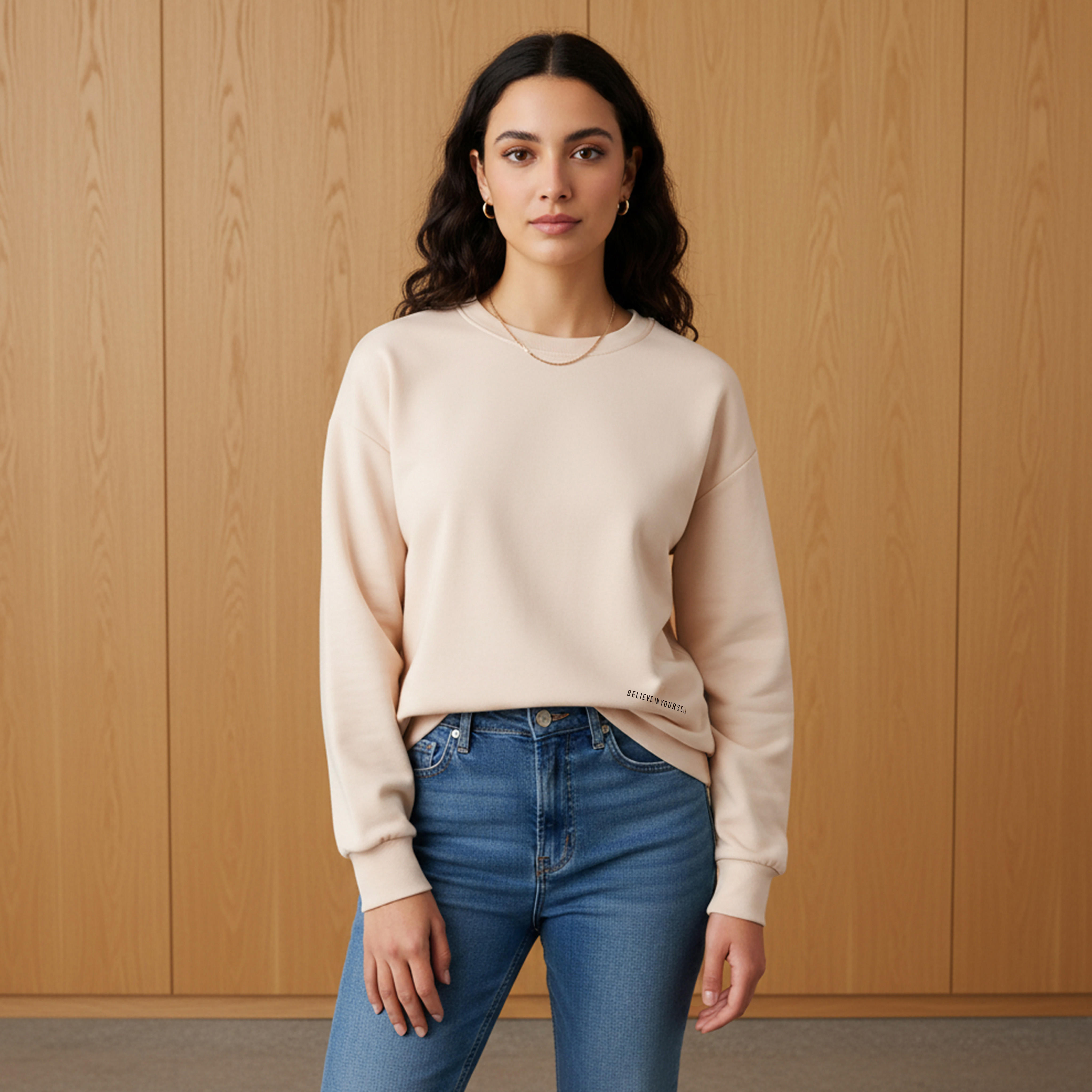 سويت شيرت بقصة عادية وطبعات شعار-women-winterwear-hoodiesandsweatshirts-sweatshirts-image-1