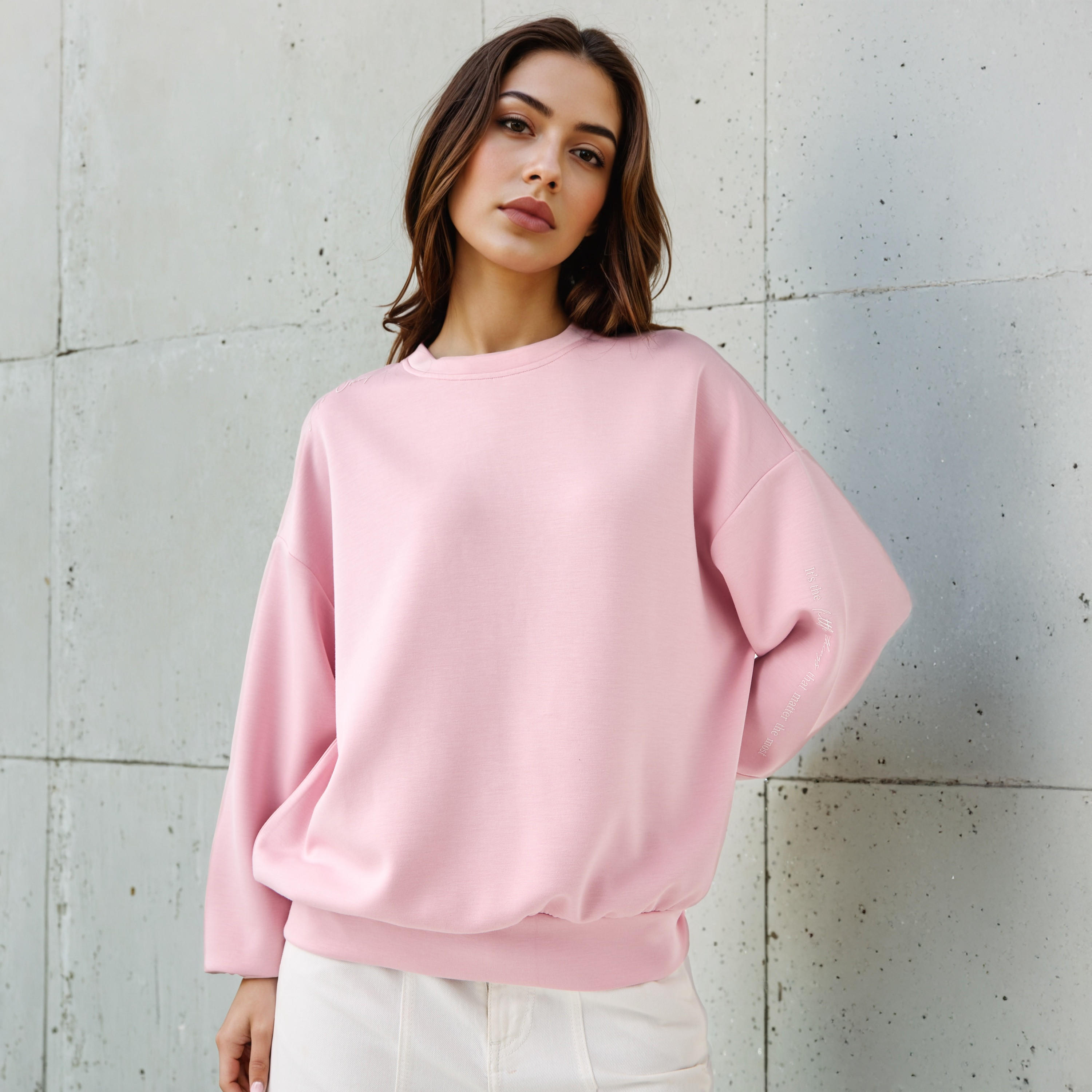 Regular Fit Sweatshirt with Slogan Print-women-winterwear-hoodiesandsweatshirts-sweatshirts-image-1