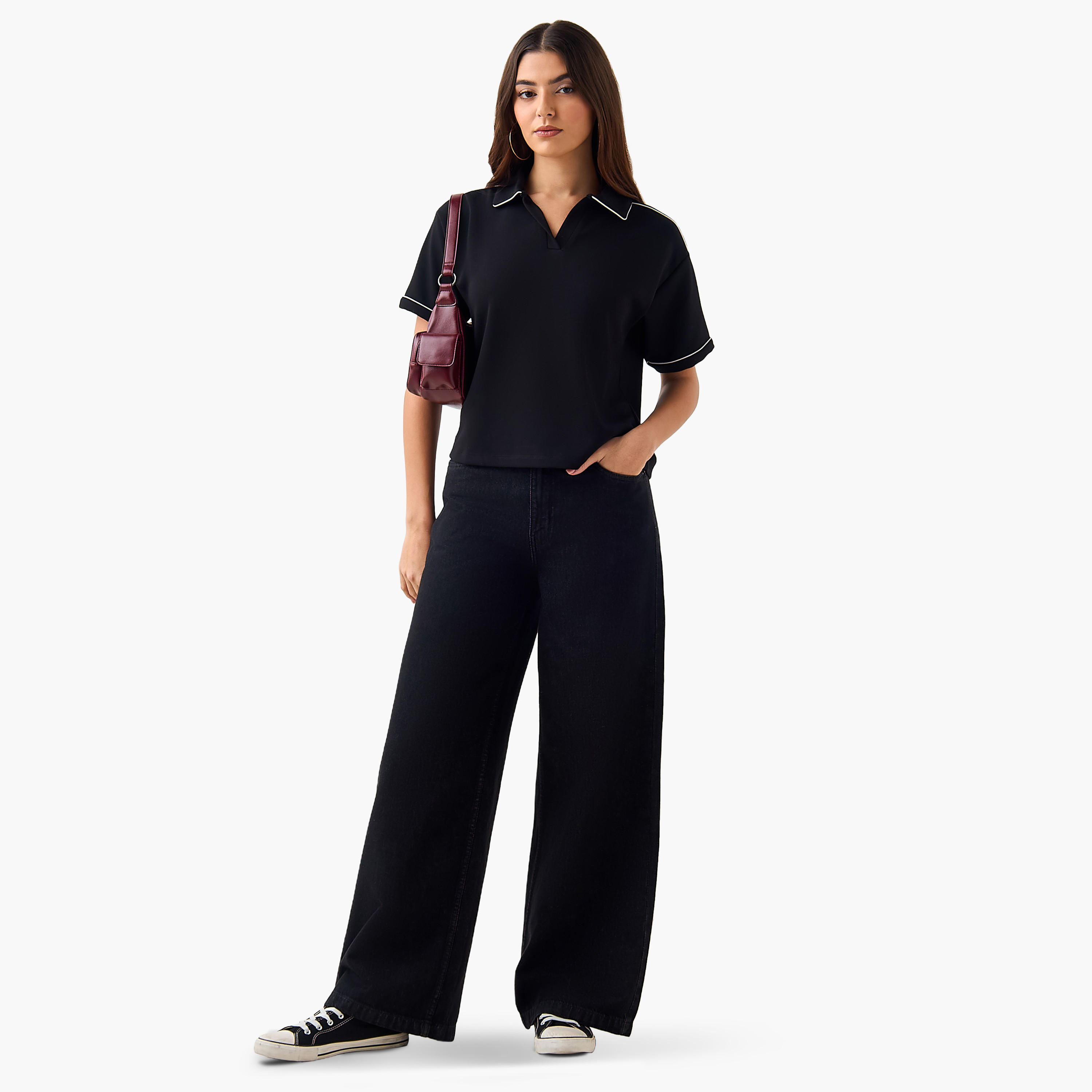Polo T-shirt with Piping Detail-women-clothing-tshirts-image-3