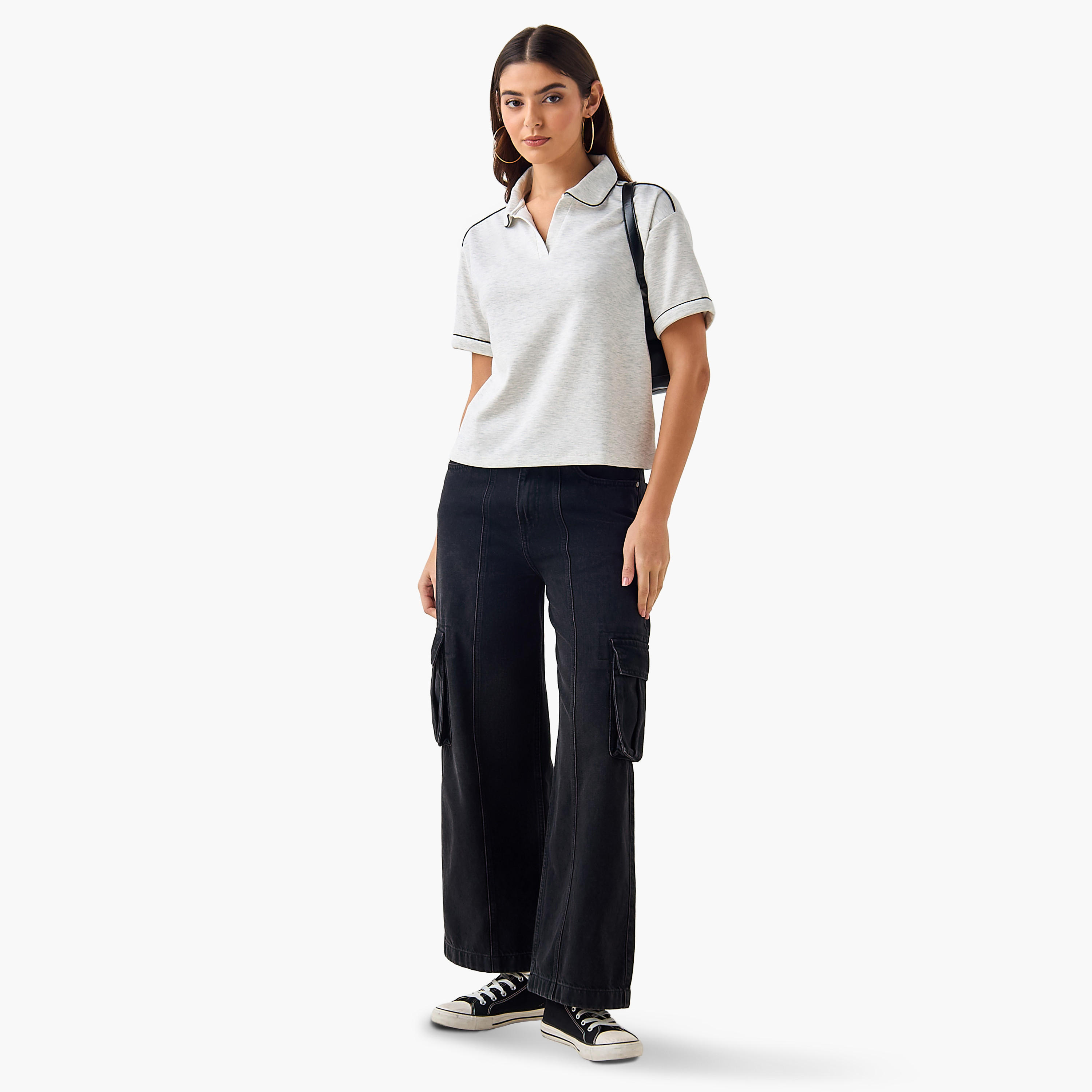 Polo T-shirt with Piping Detail-women-clothing-tshirts-image-3