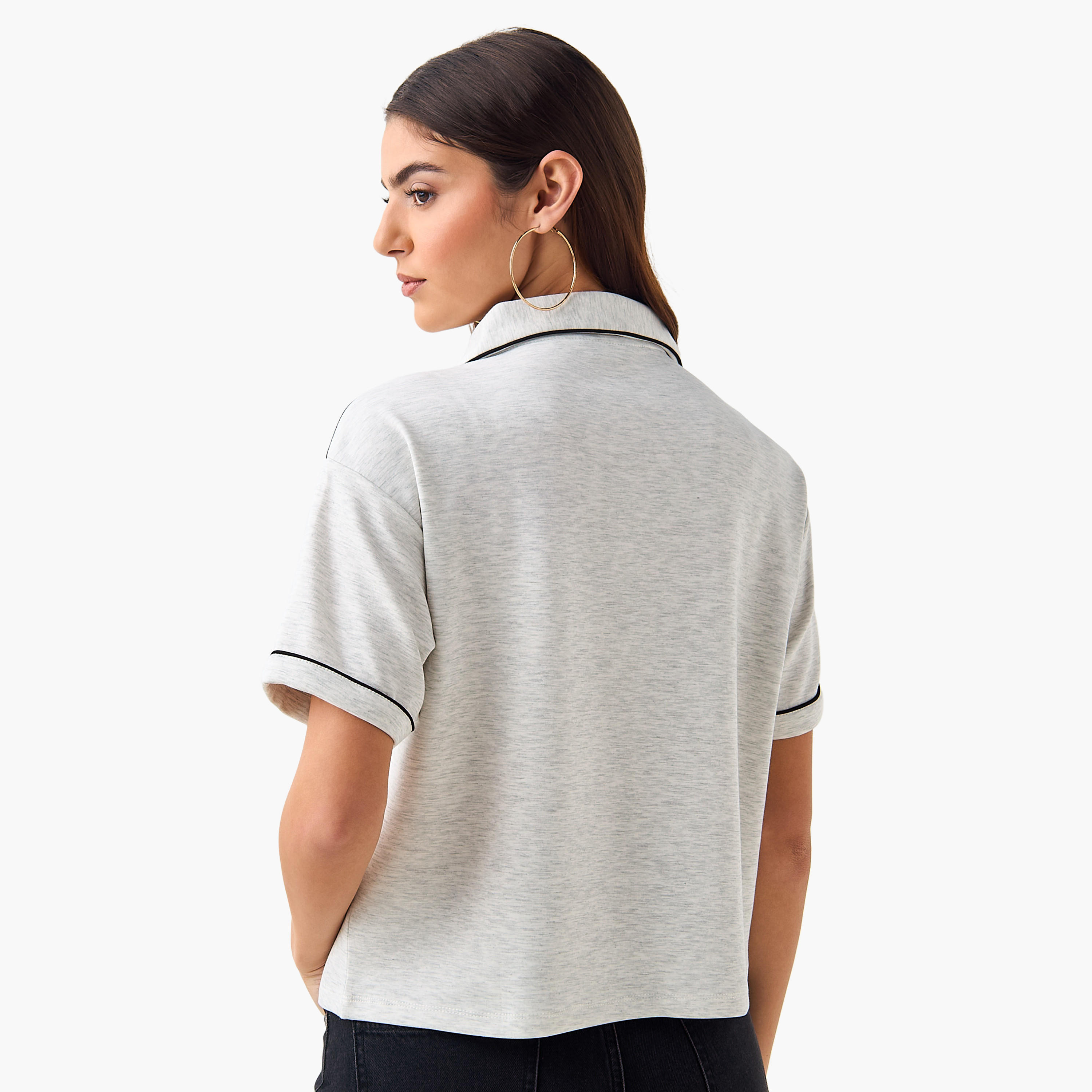 Polo T-shirt with Piping Detail-women-clothing-tshirts-image-4