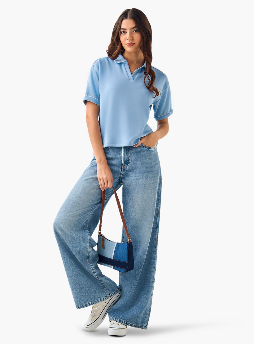 Polo T-shirt with Piping Detail-women-clothing-tshirts-image-3