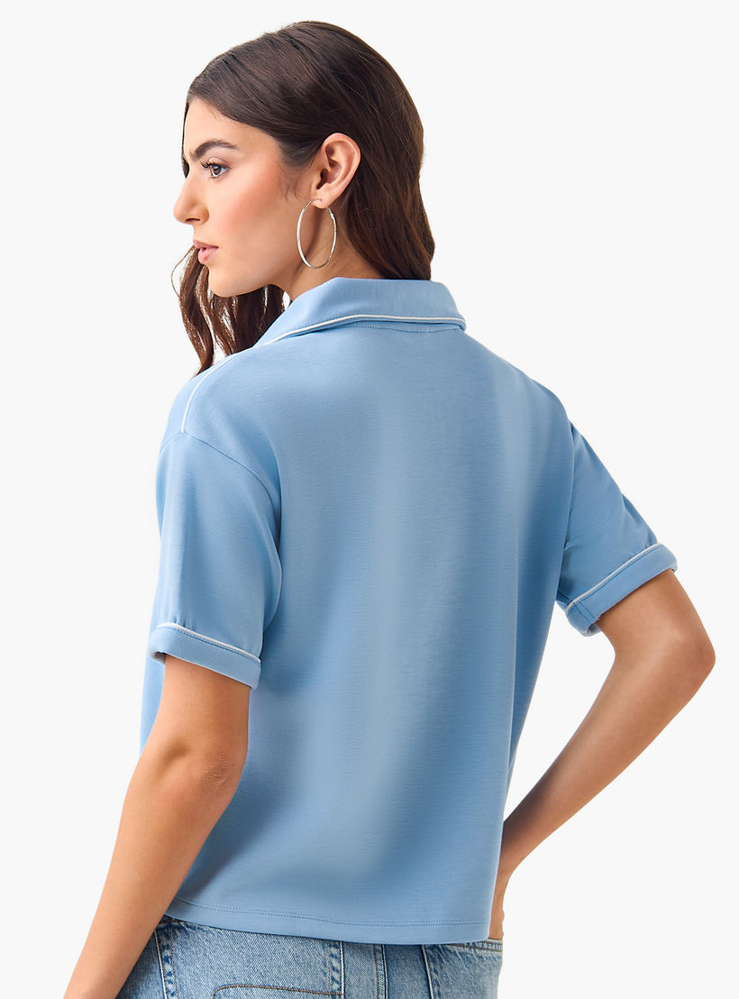Polo T-shirt with Piping Detail-women-clothing-tshirts-image-4