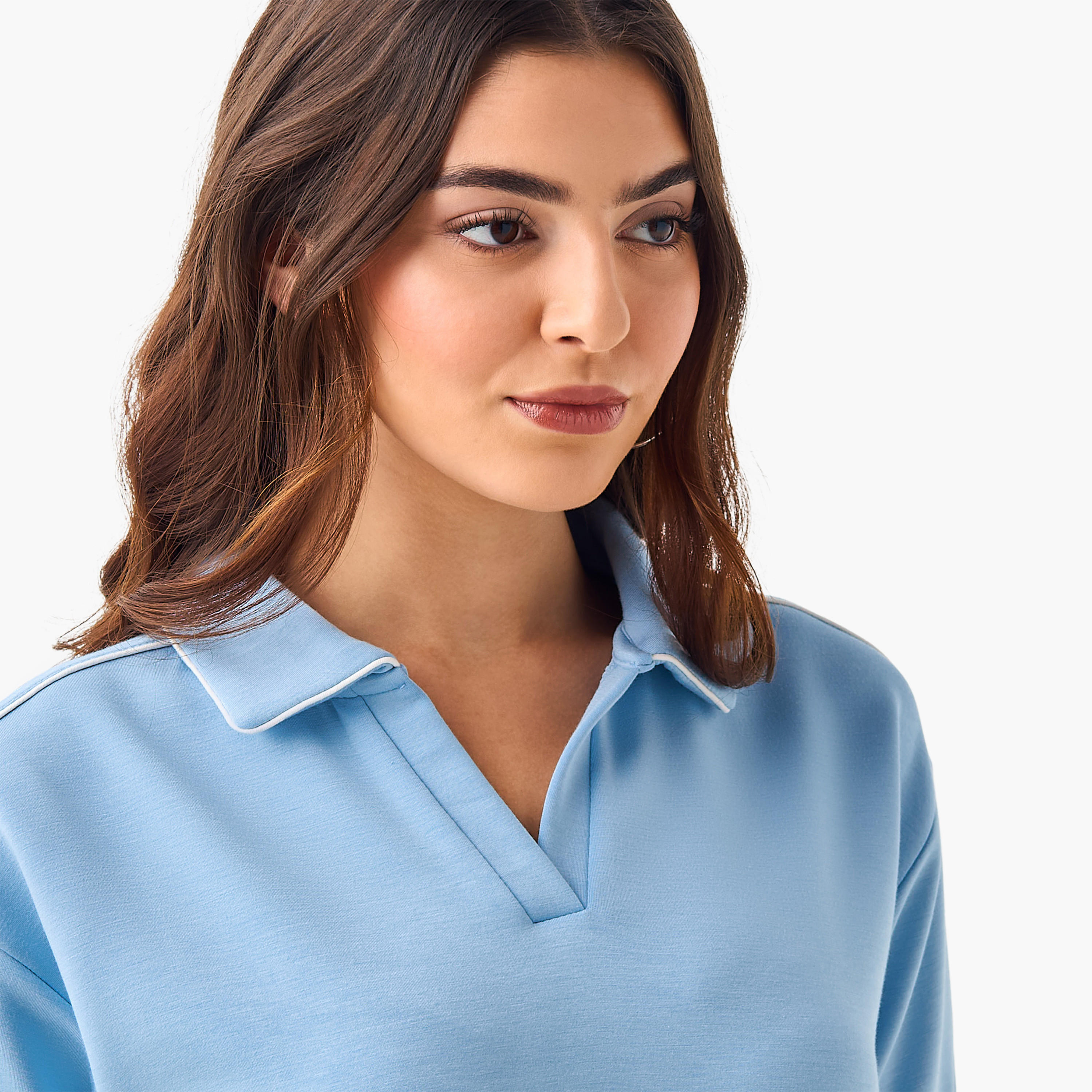 Polo T-shirt with Piping Detail-women-clothing-tshirts-image-5