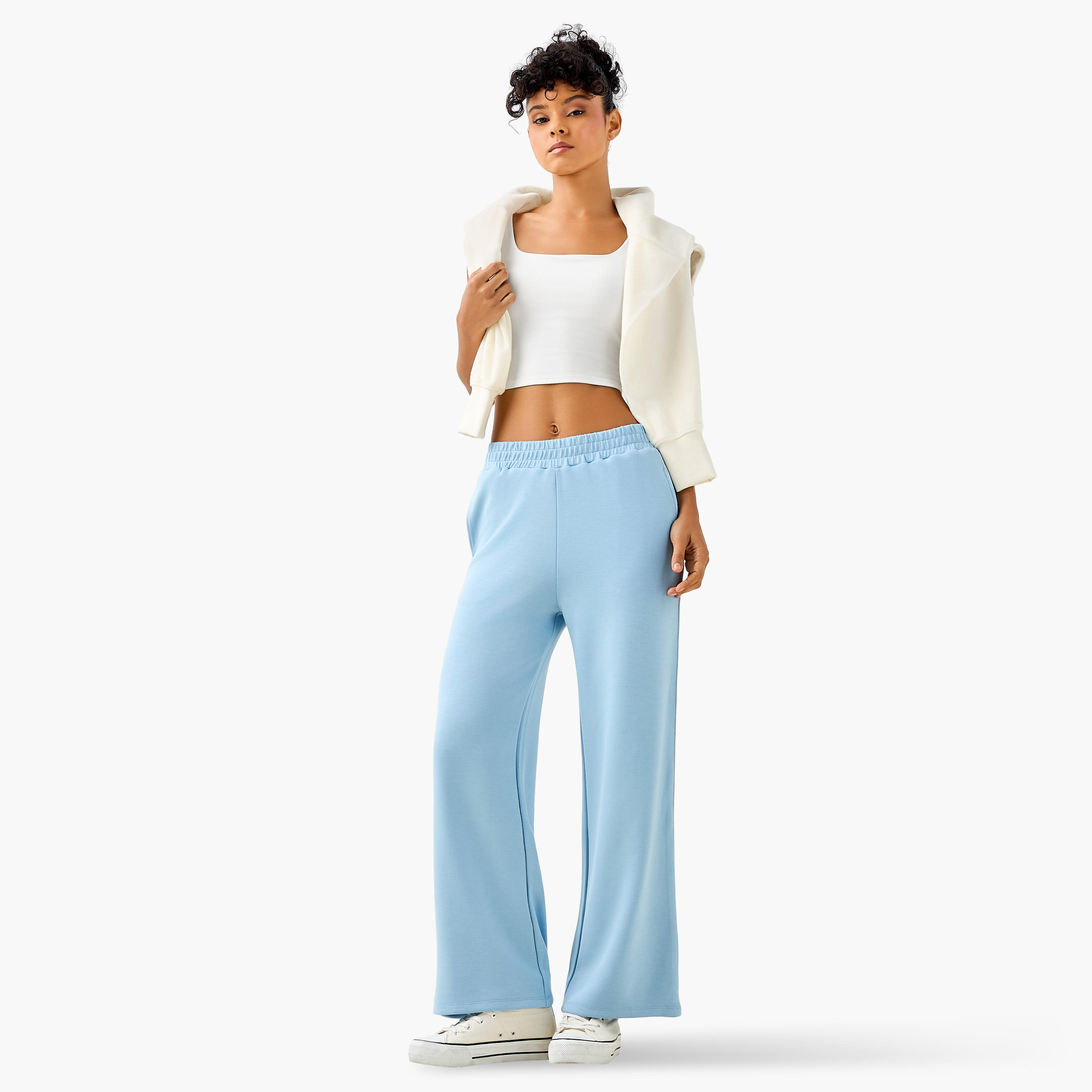 Wide Leg Mid-Rise Trousers with Piping Design-women-clothing-coordsets-image-3