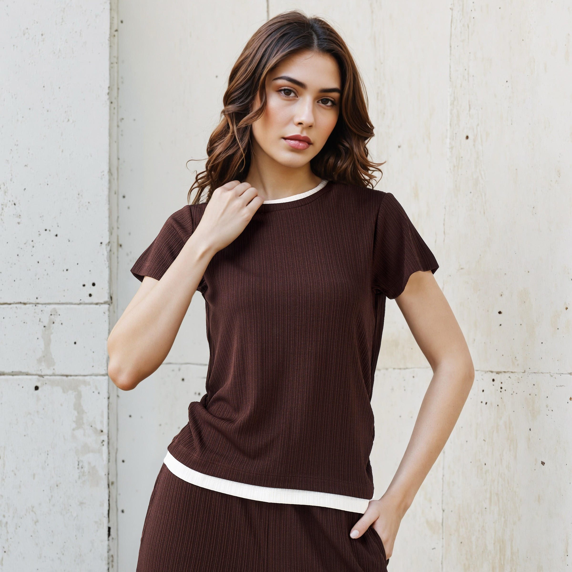 T-shirt Regular Fit with Ruching Polyester Blend-women-clothing-tshirts-image-1