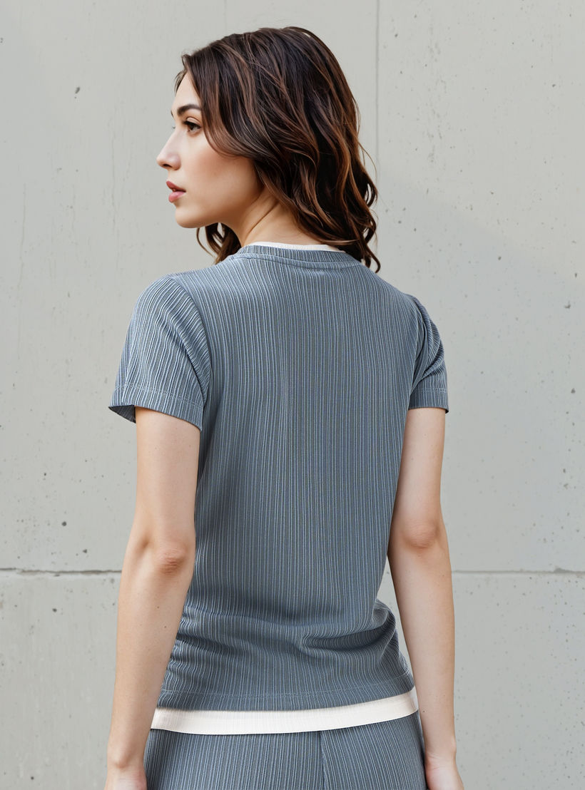 T-shirt Regular Fit with Ruching Polyester Blend-women-clothing-tshirts-image-3