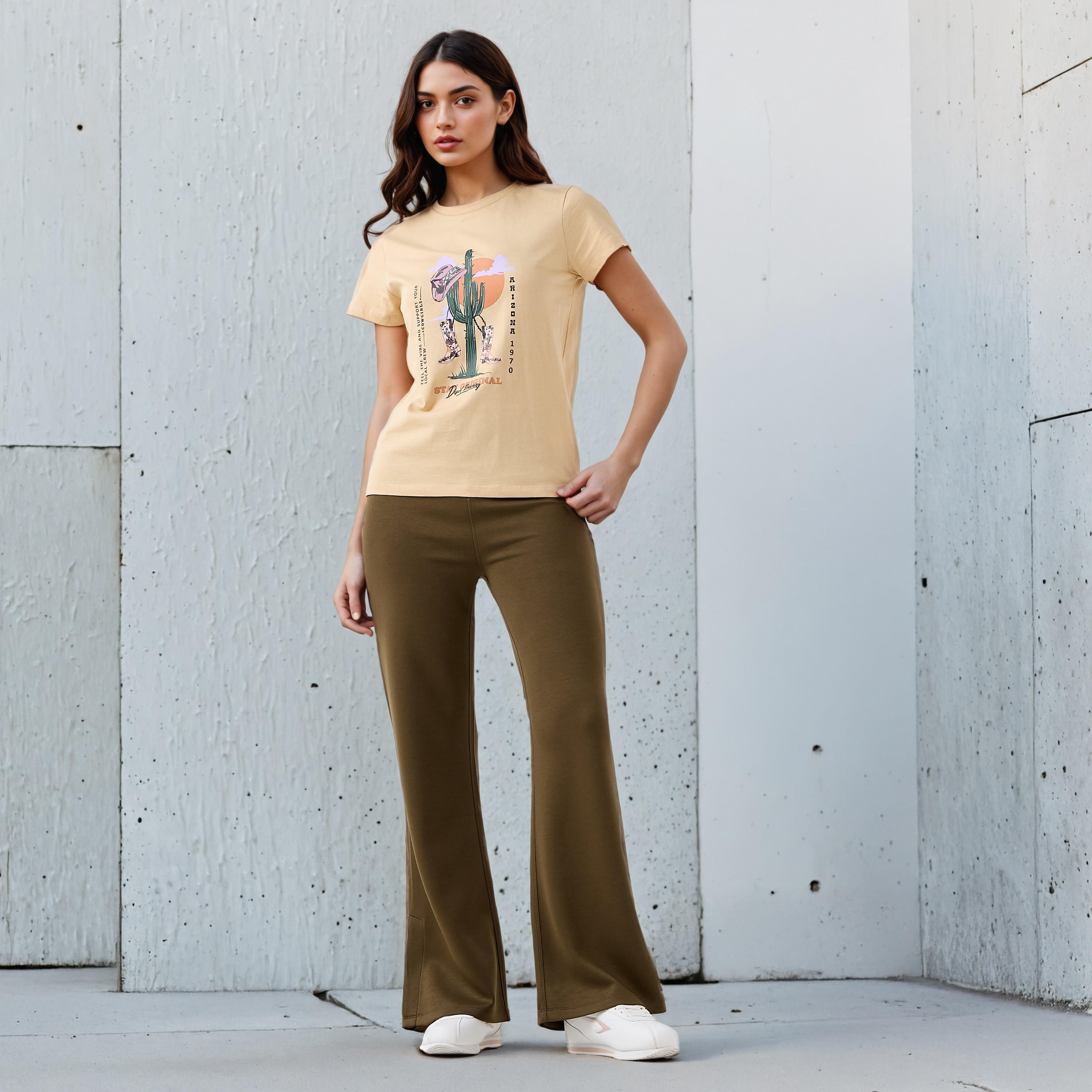 Regular Fit Cotton T-shirt with Graphic Print-women-clothing-tshirts-image-2