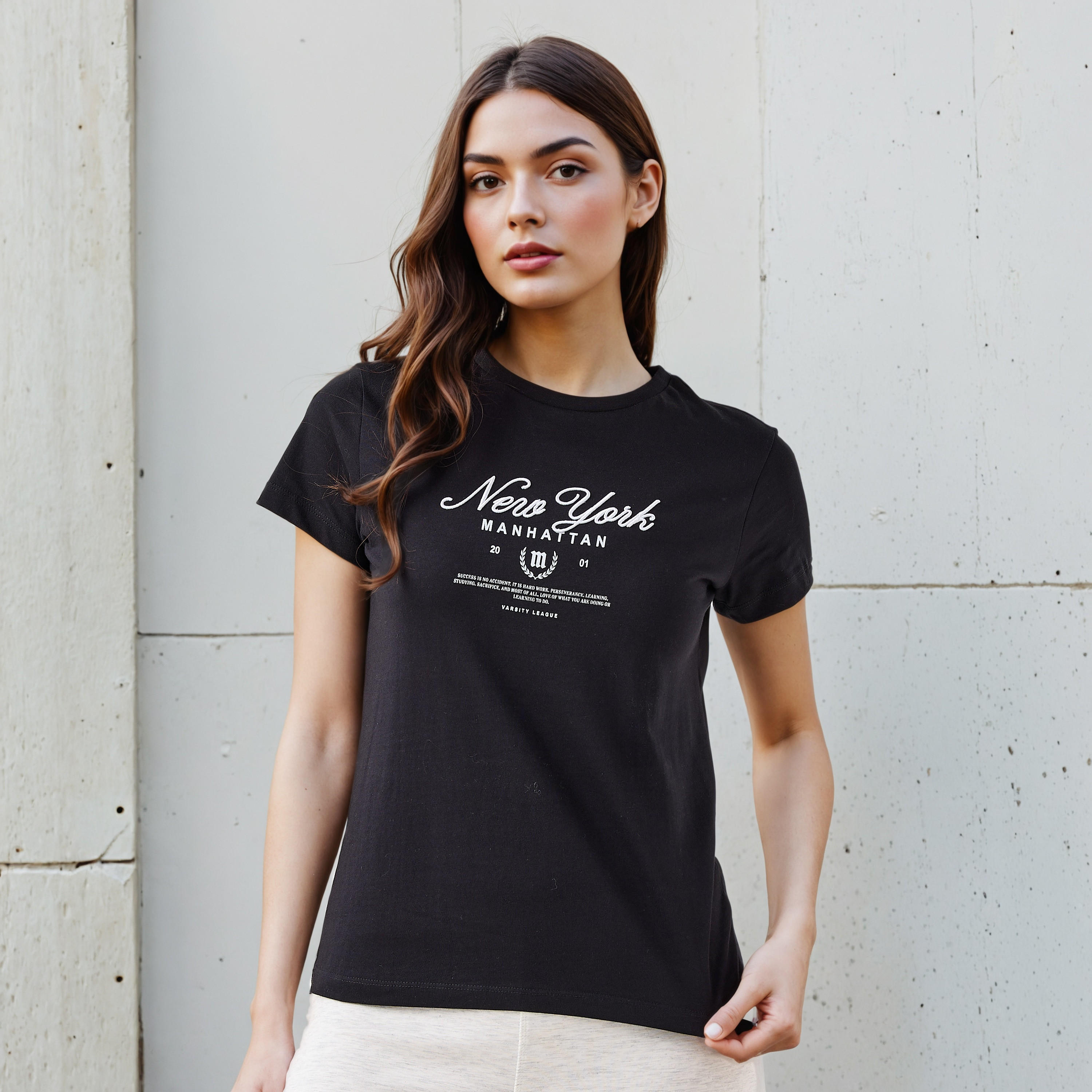 Regular Fit Cotton T-shirt with Graphic Print-women-clothing-tshirts-image-1