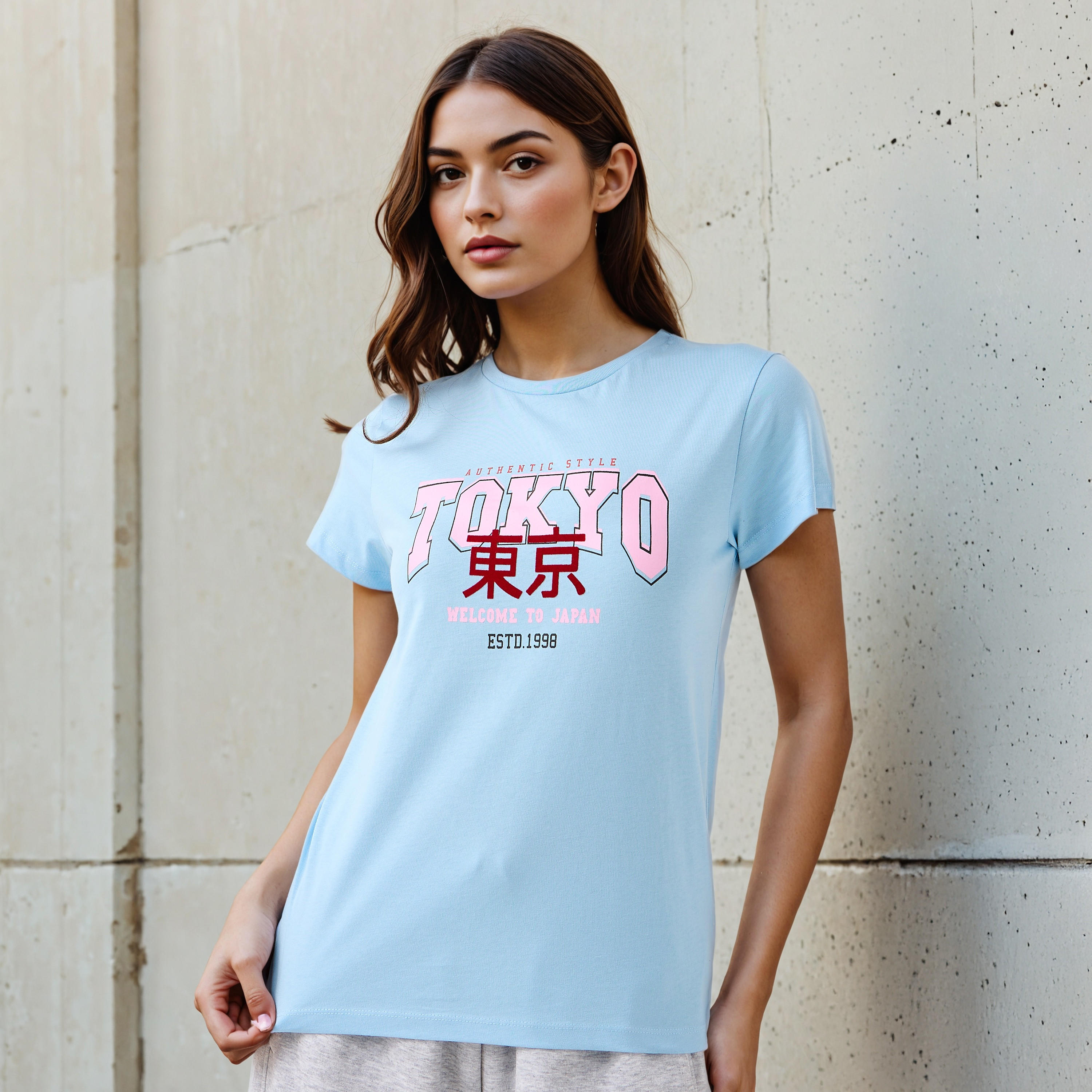 Regular Fit Cotton T-shirt with Graphic Print-women-clothing-tshirts-image-1