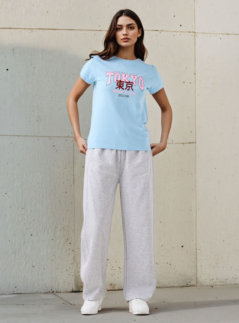 Regular Fit Cotton T-shirt with Graphic Print-women-clothing-tshirts-image-2