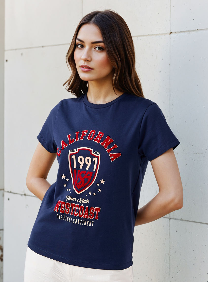 Regular Fit Cotton T-shirt with Graphic Print-women-clothing-tshirts-image-1