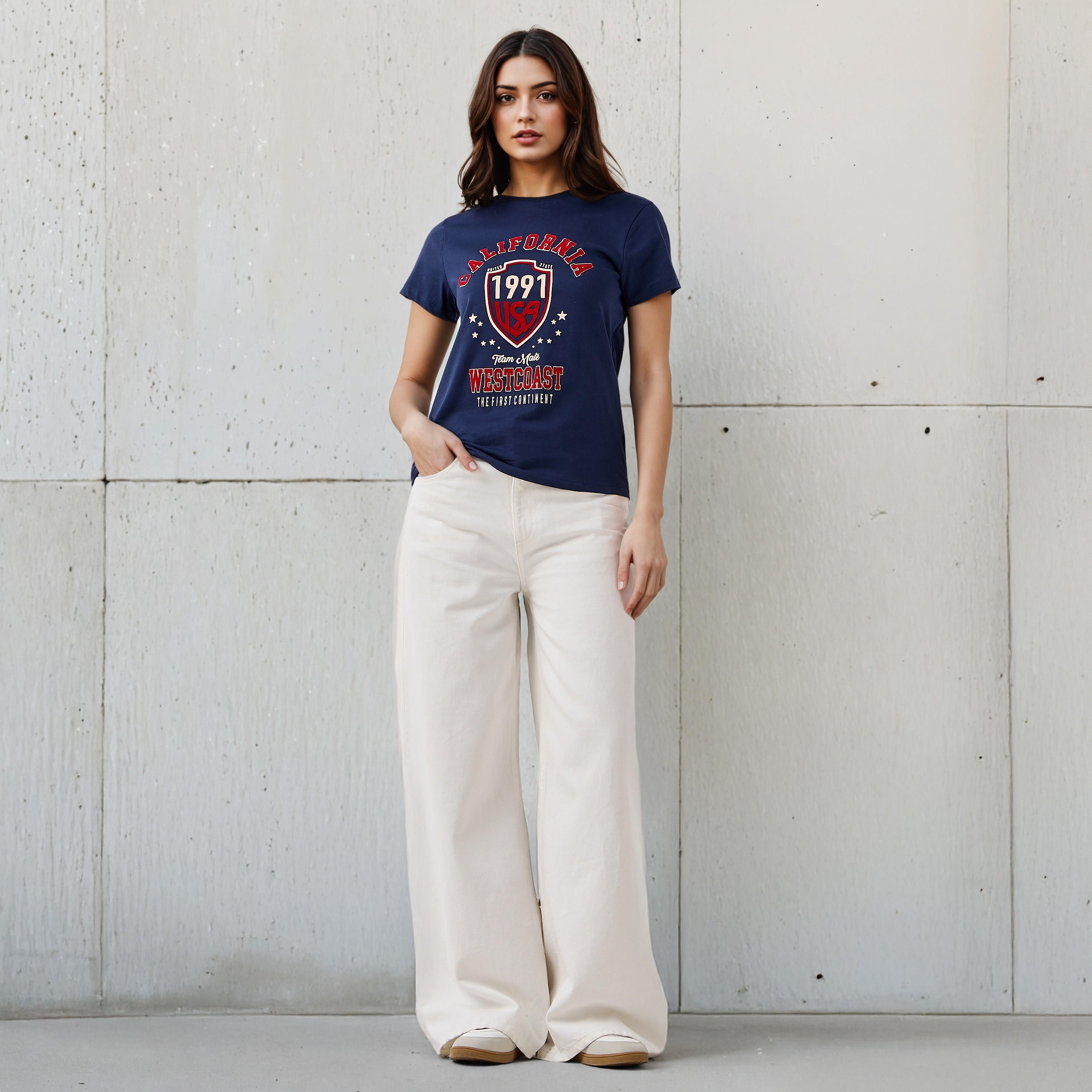 Regular Fit Cotton T-shirt with Graphic Print-women-clothing-tshirts-image-2