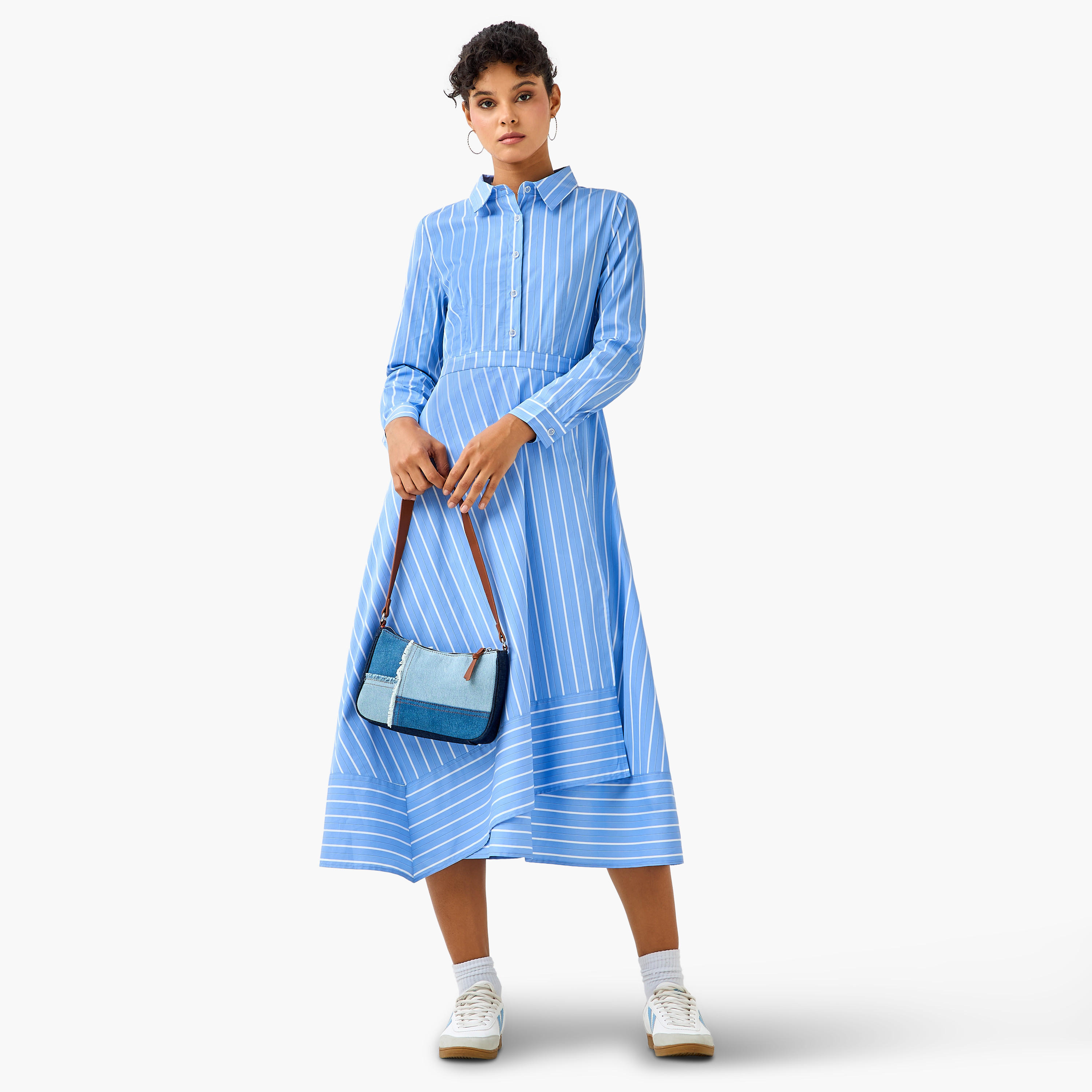 Shirt Midi Dress with Stripes-women-clothing-dresses-image-2