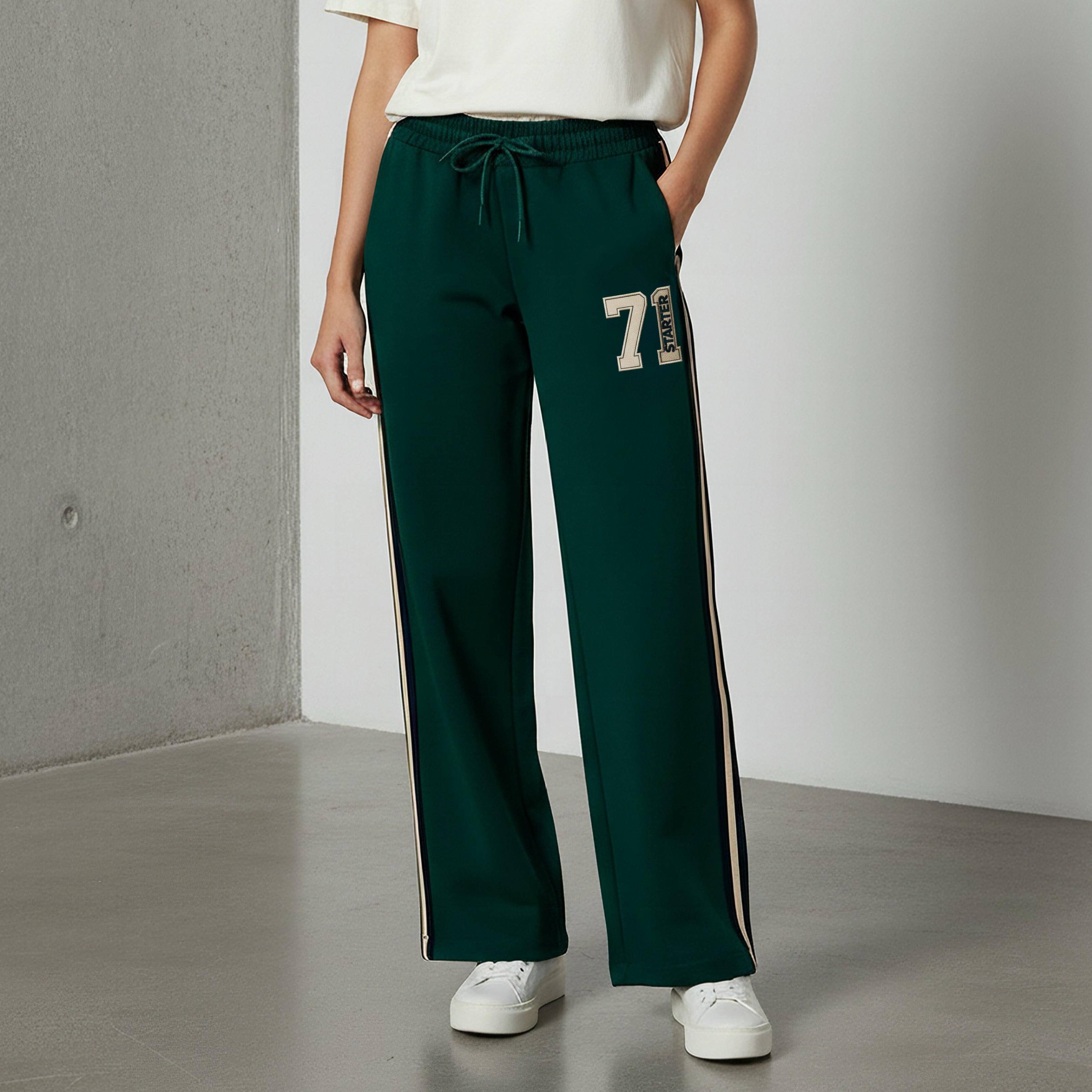 Regular Fit Mid-Rise Track Pants with Side Tape Design-women-clothing-bottoms-joggers-image-1