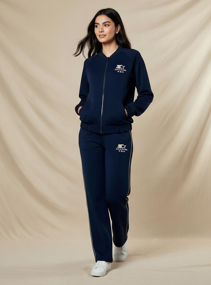 Bomber Jacket with Starter Print-women-clothing-coordsets-image-2