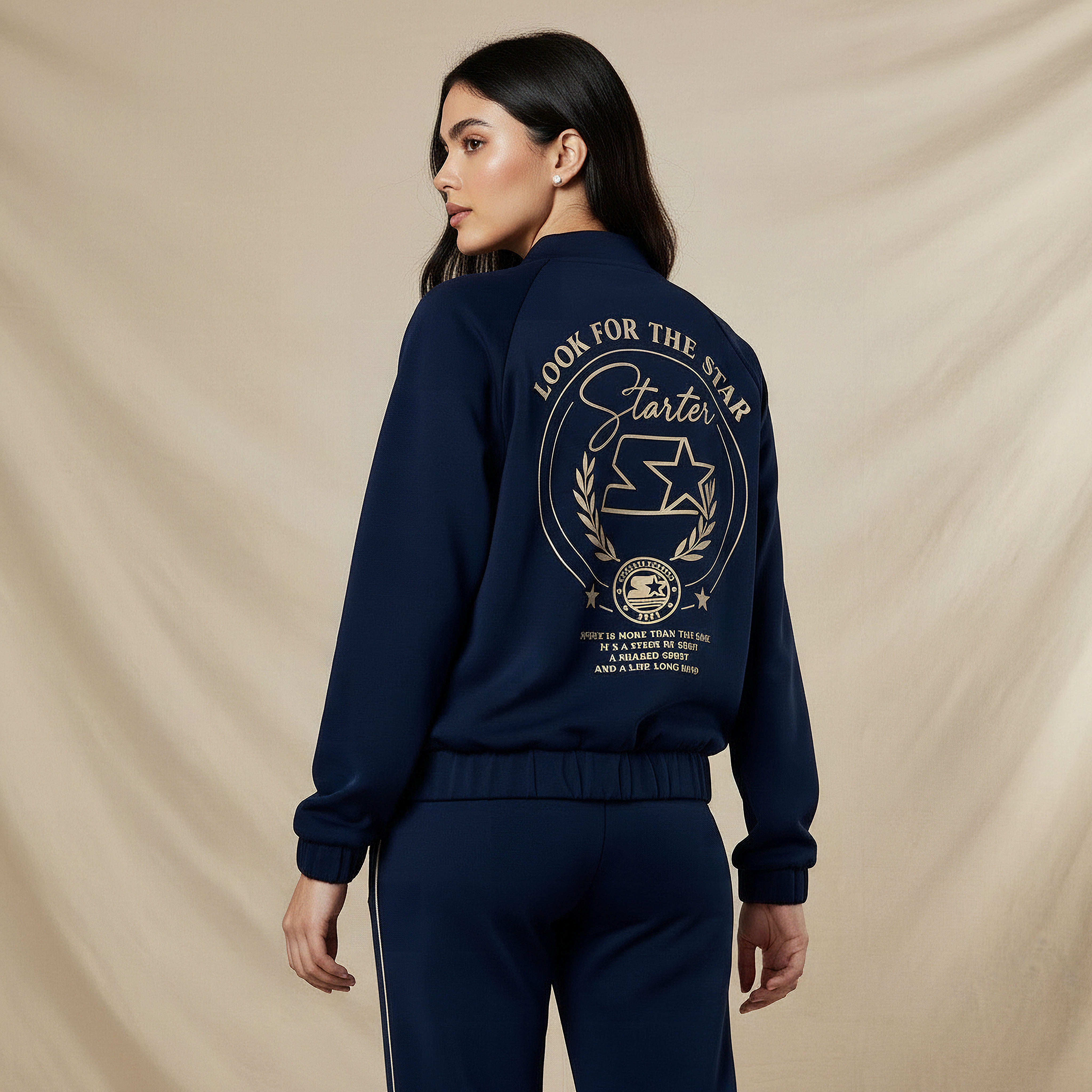 Bomber Jacket with Starter Print-women-clothing-coordsets-image-4