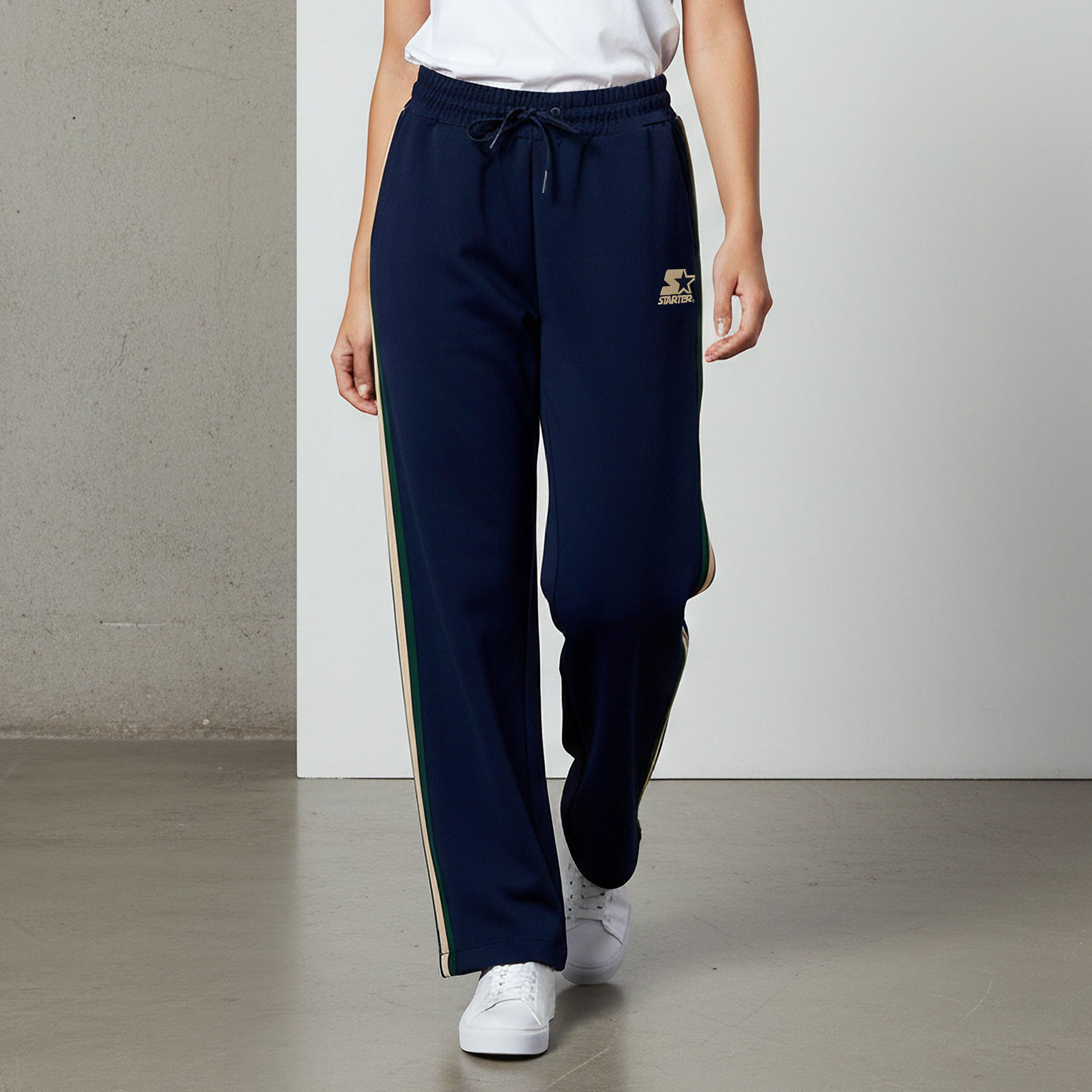 Regular Fit Mid-Rise Track Pants with Side Tape Design-women-clothing-bottoms-joggers-image-1