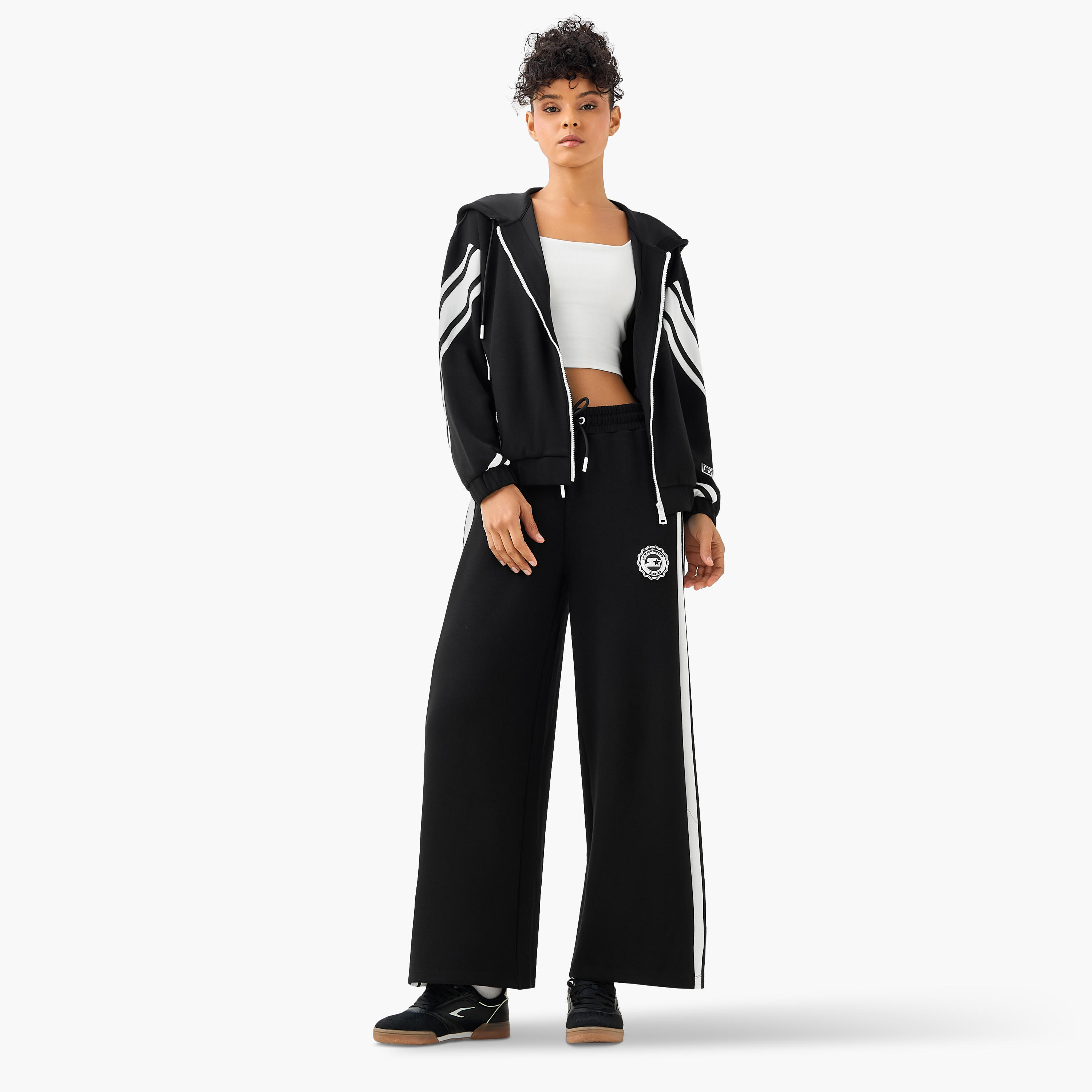 جاكيت بقبعة وخطوط من ستارتر-women-clothing-coordsets-image-4