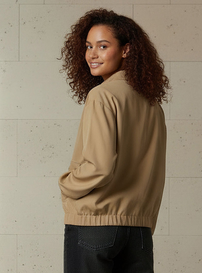 جاكيت بقصة عادية وأزرار إغلاق وجيوب-women-clothing-coordsets-image-2