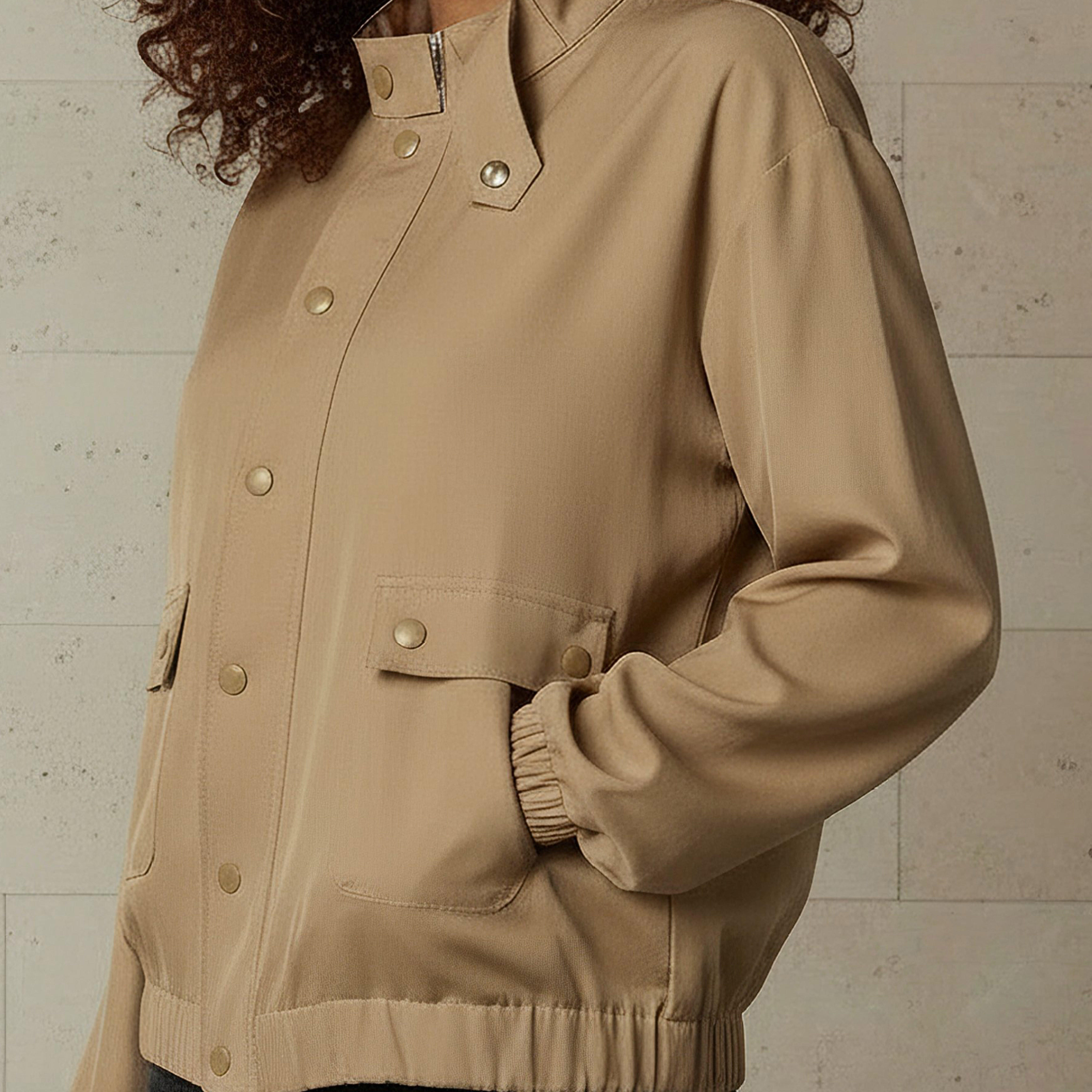 جاكيت بقصة عادية وأزرار إغلاق وجيوب-women-clothing-coordsets-image-1