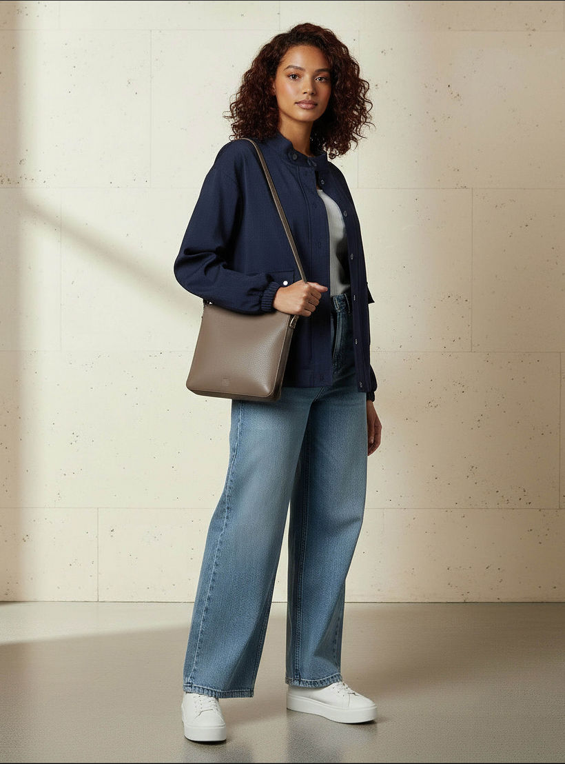 جاكيت بقصة عادية وأزرار إغلاق وجيوب-women-clothing-coordsets-image-2
