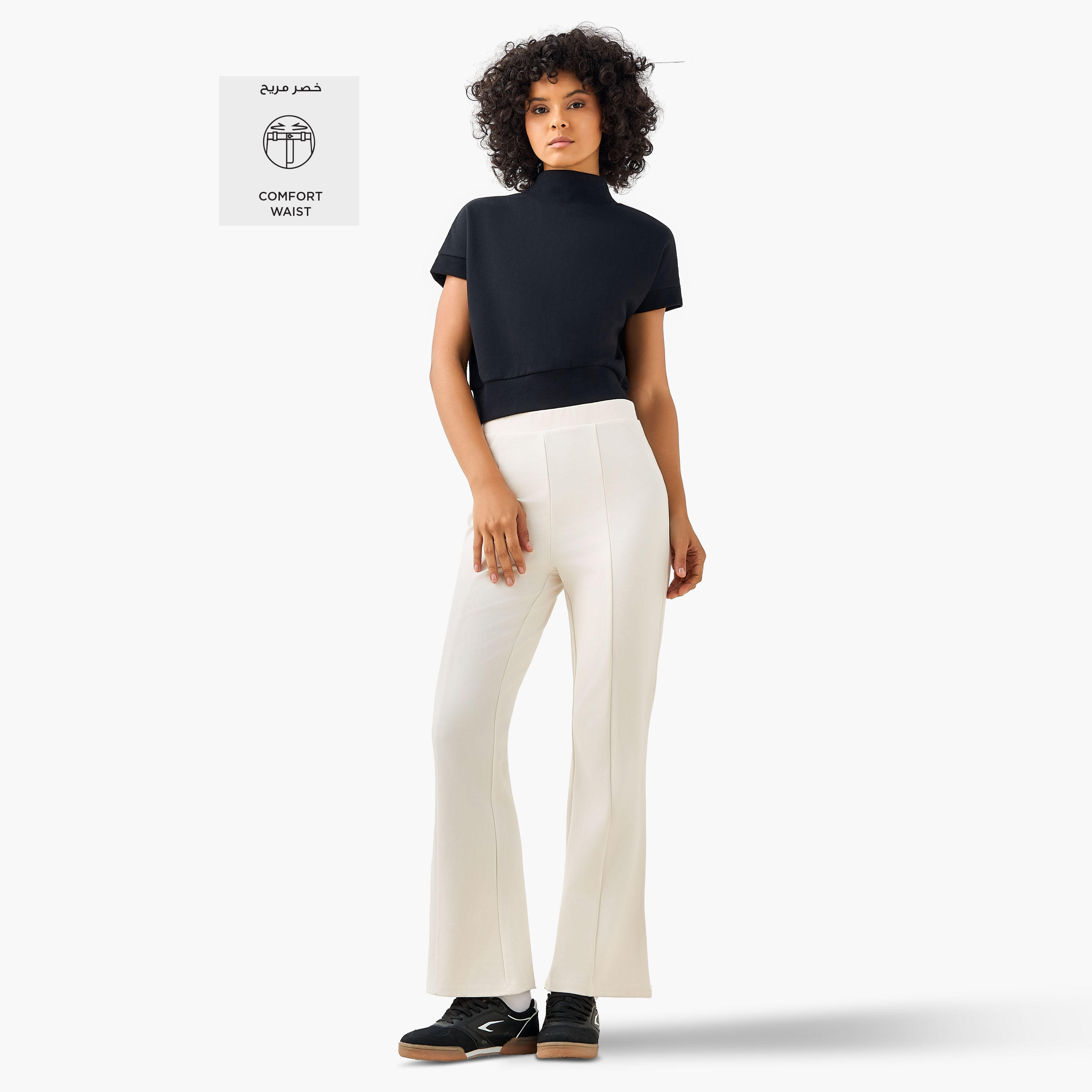بنطلون ليقنز بساق واسعة من الأسفل وتفاصيل خطوط-women-clothing-bottoms-leggings-image-3