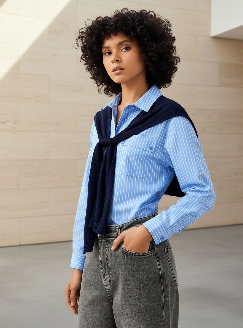 Regular Fit Shirt with Cardigan-women-clothing-shirtsandblouses-shirts-image-1