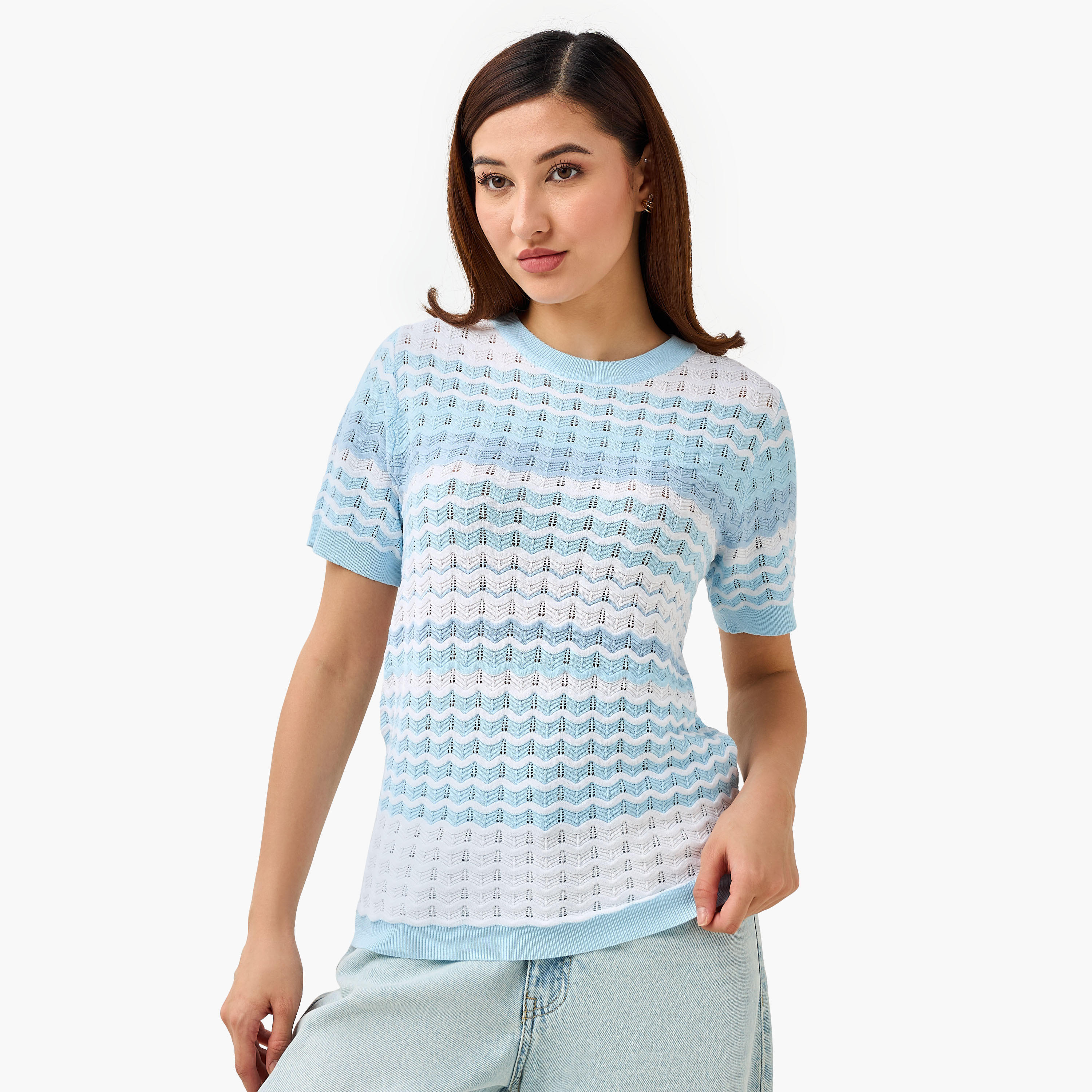 بلوزة محبوكة بقصة عادية-women-clothing-shirtsandblouses-blouses-image-5